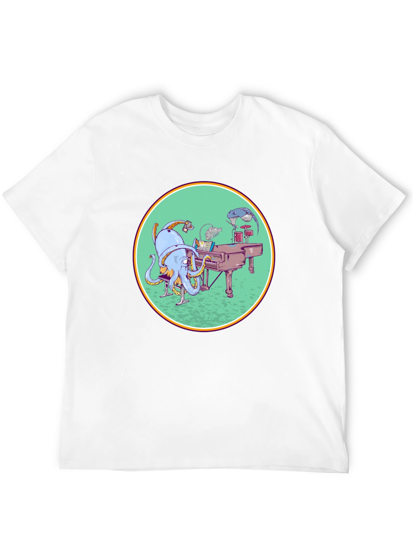 Octopus Musician Graphic Tee - Cool Black T-Shirt