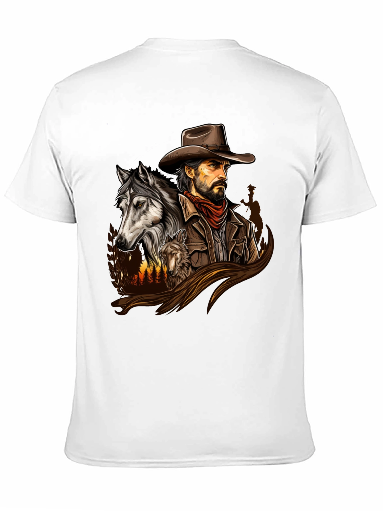 Cowboy & Wolves Graphic Print T-Shirt