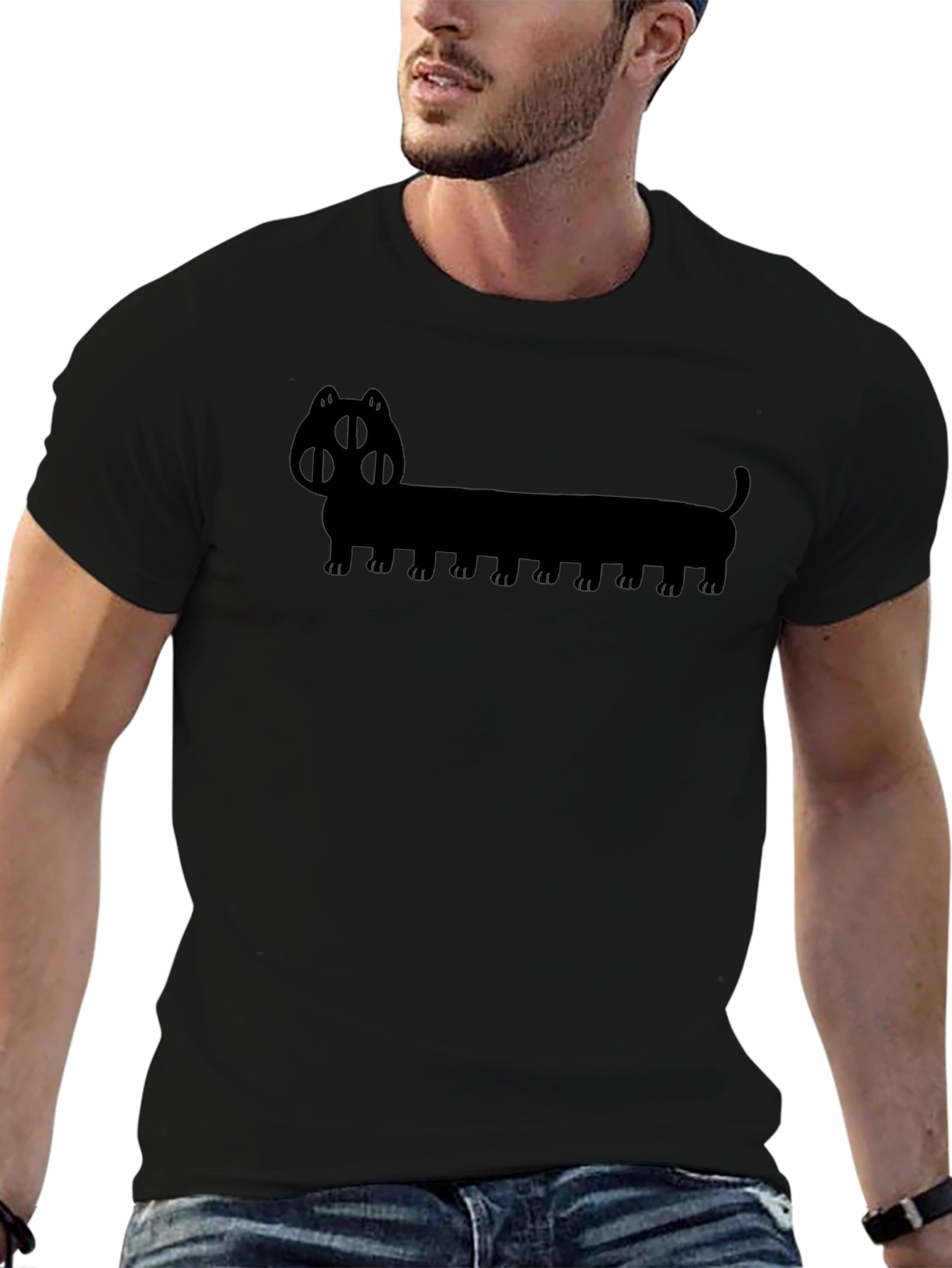 Long Dog Silhouette T-Shirt - Unique Graphic Tee