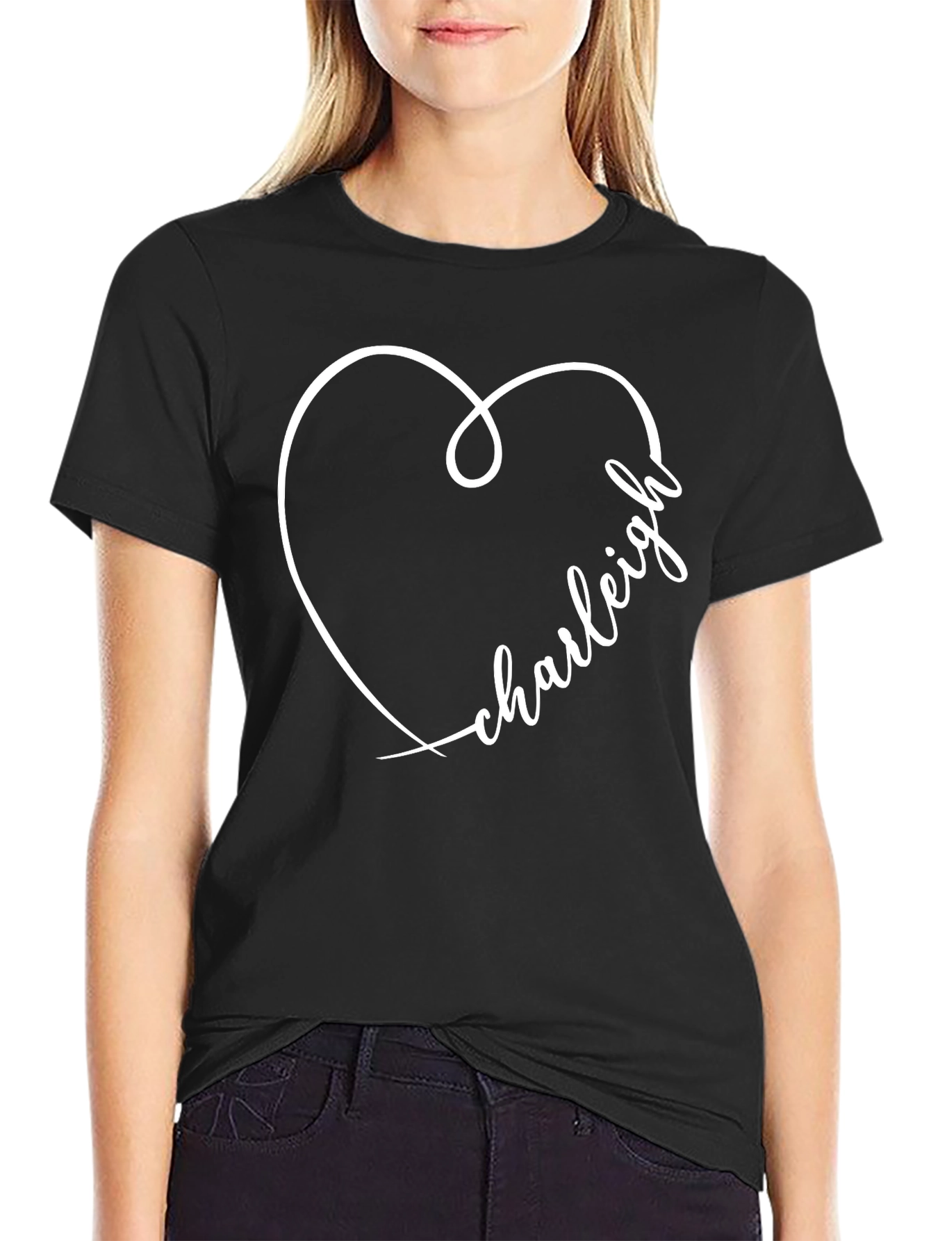 Personalized Charleigh Heart Graphic T-Shirt
