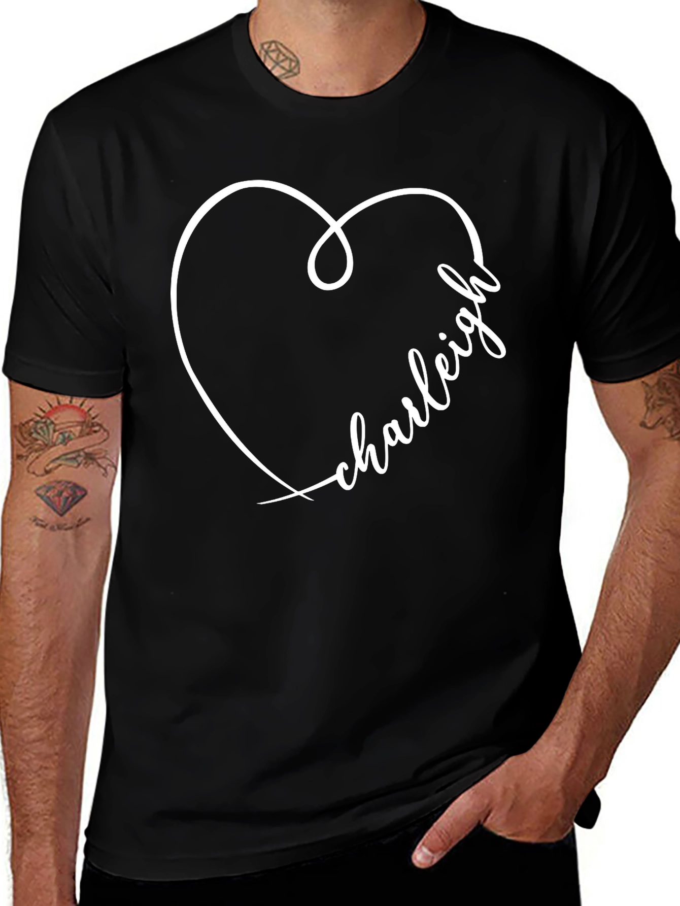 Personalized Charleigh Heart Graphic T-Shirt