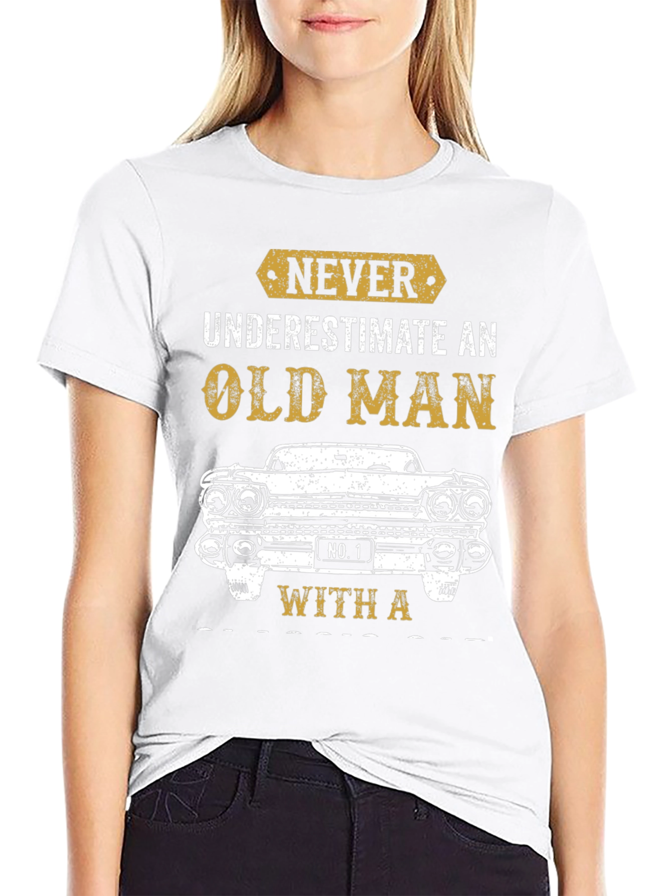 Never Underestimate Old Man With Car T-Shirt
