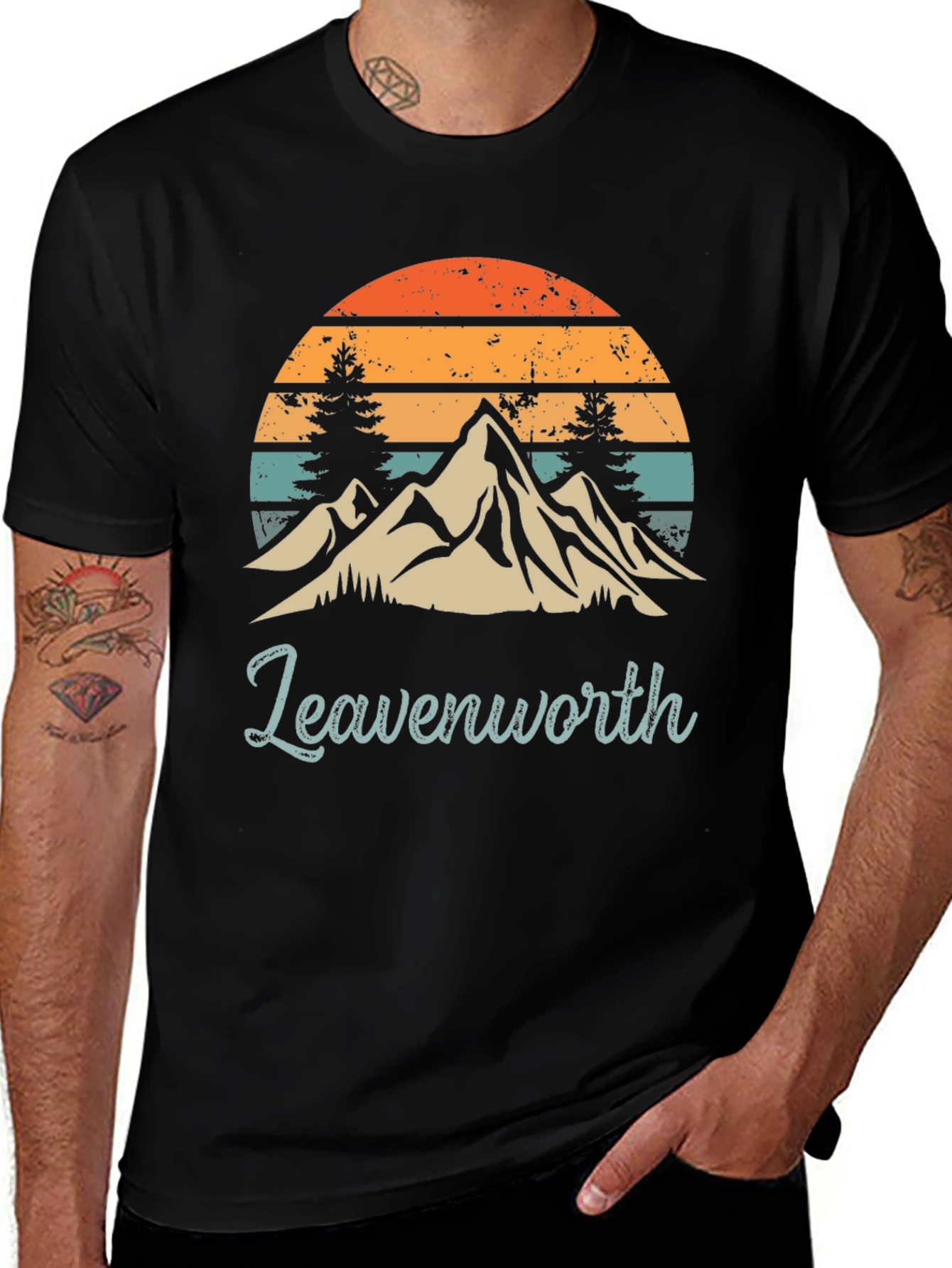 Leavenworth Mountain Sunset Graphic Tee