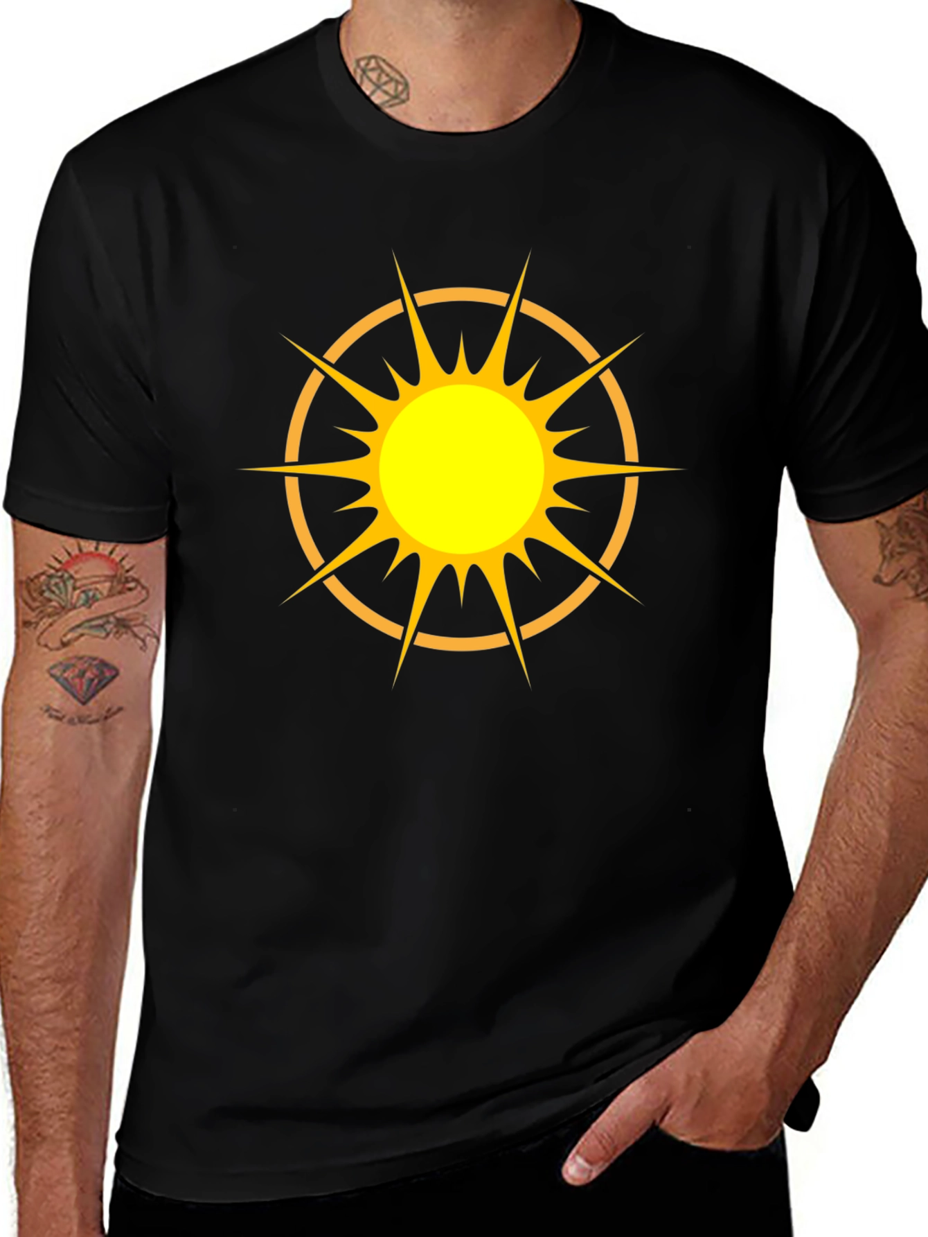 Radiant Sun Graphic Tee - Black Cotton Blend