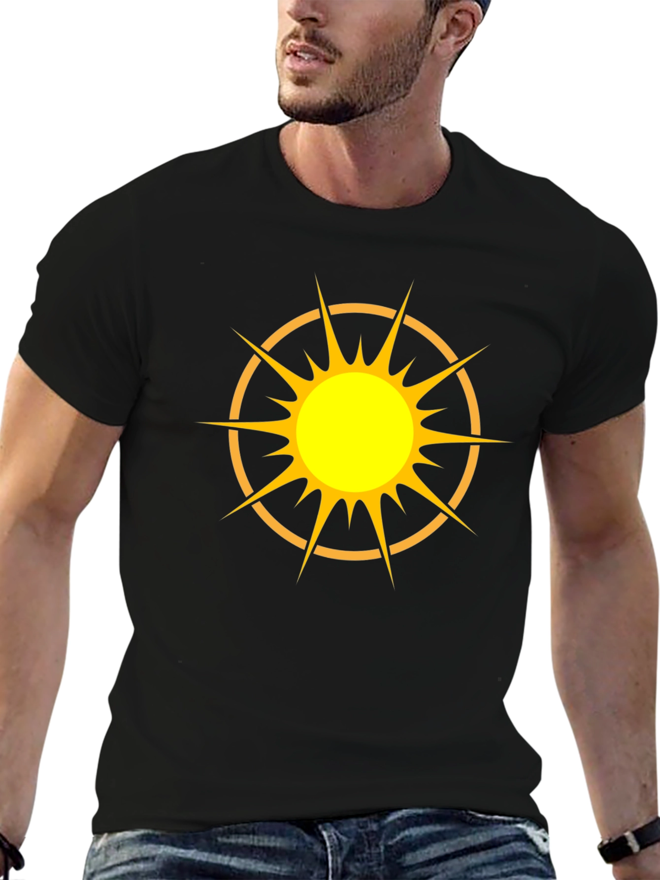 Radiant Sun Graphic Tee - Black Cotton Blend