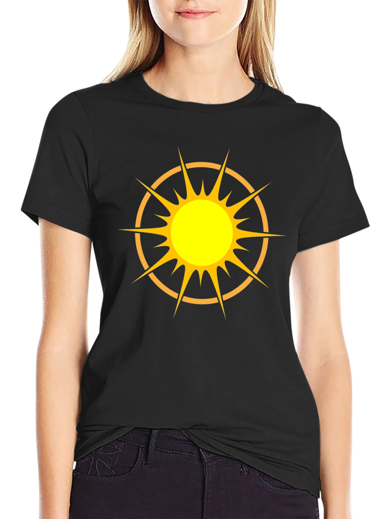 Radiant Sun Graphic Tee - Black Cotton Blend