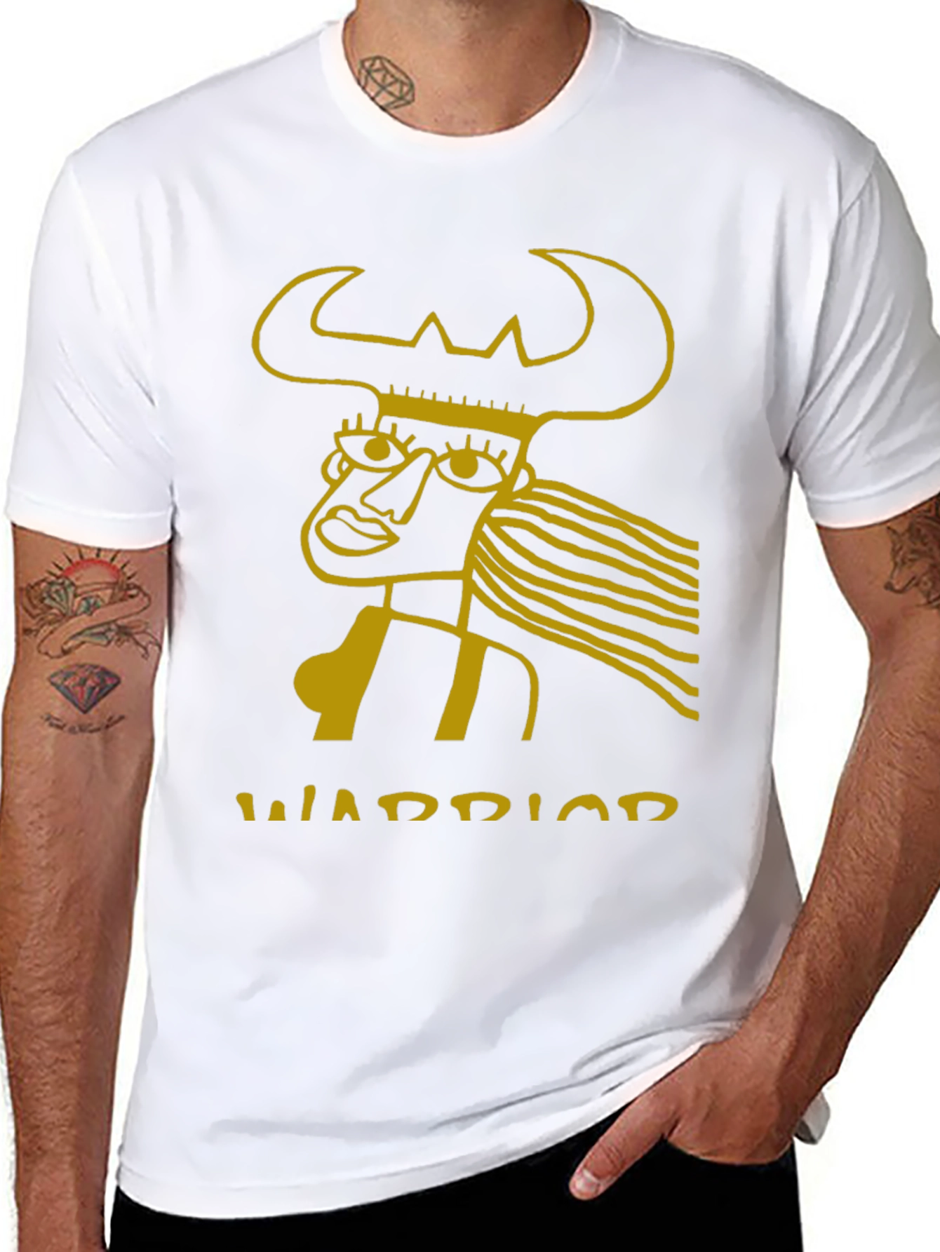 Warrior Graphic Tee - Black Cotton Blend
