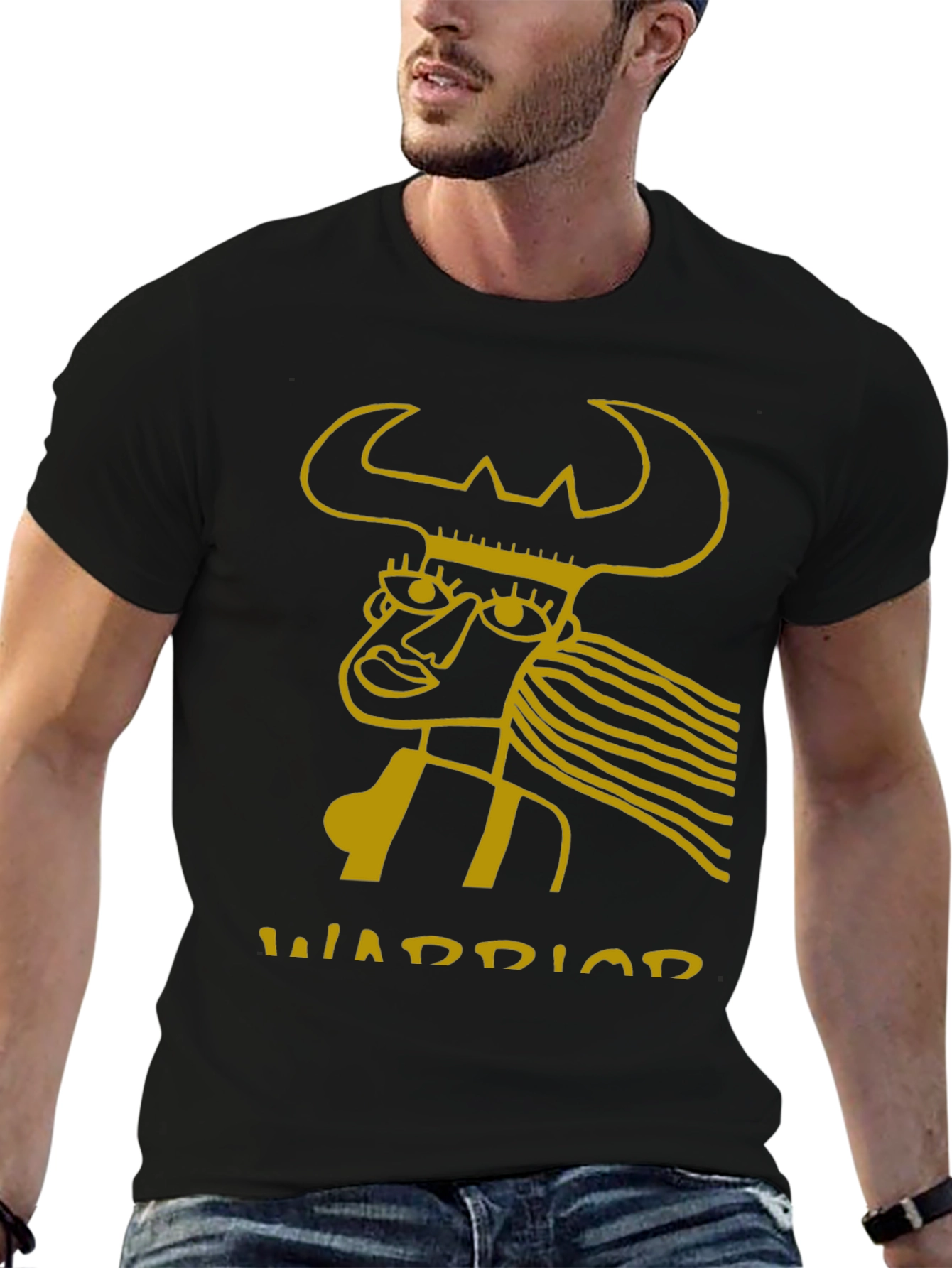 Warrior Graphic Tee - Black Cotton Blend
