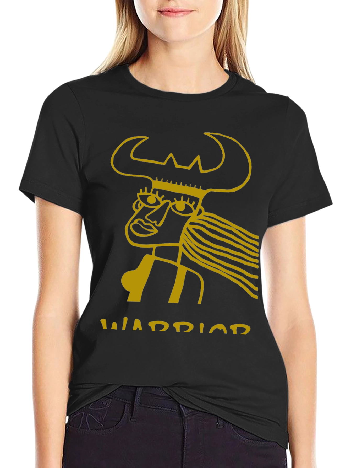 Warrior Graphic Tee - Black Cotton Blend