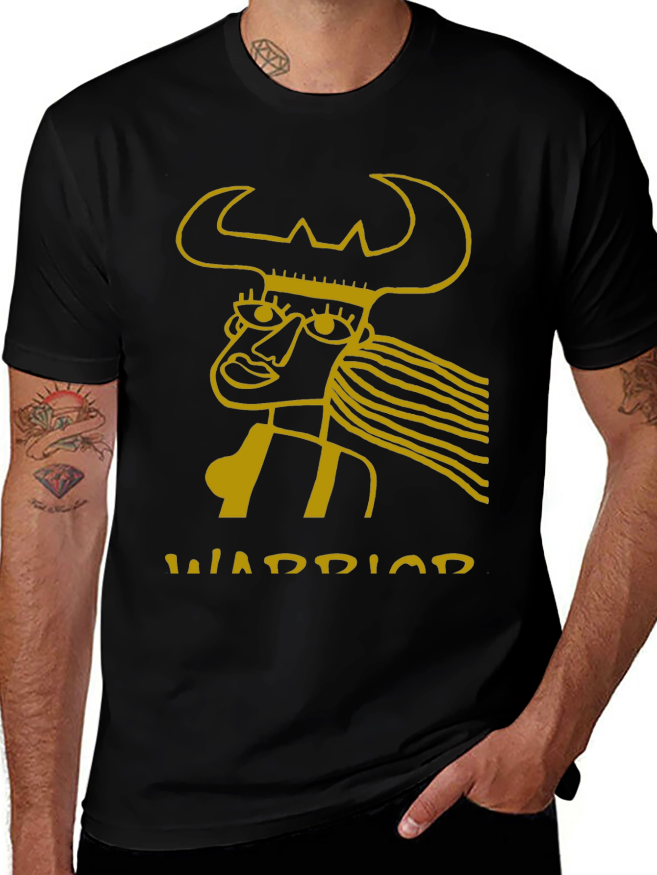 Warrior Graphic Tee - Black Cotton Blend
