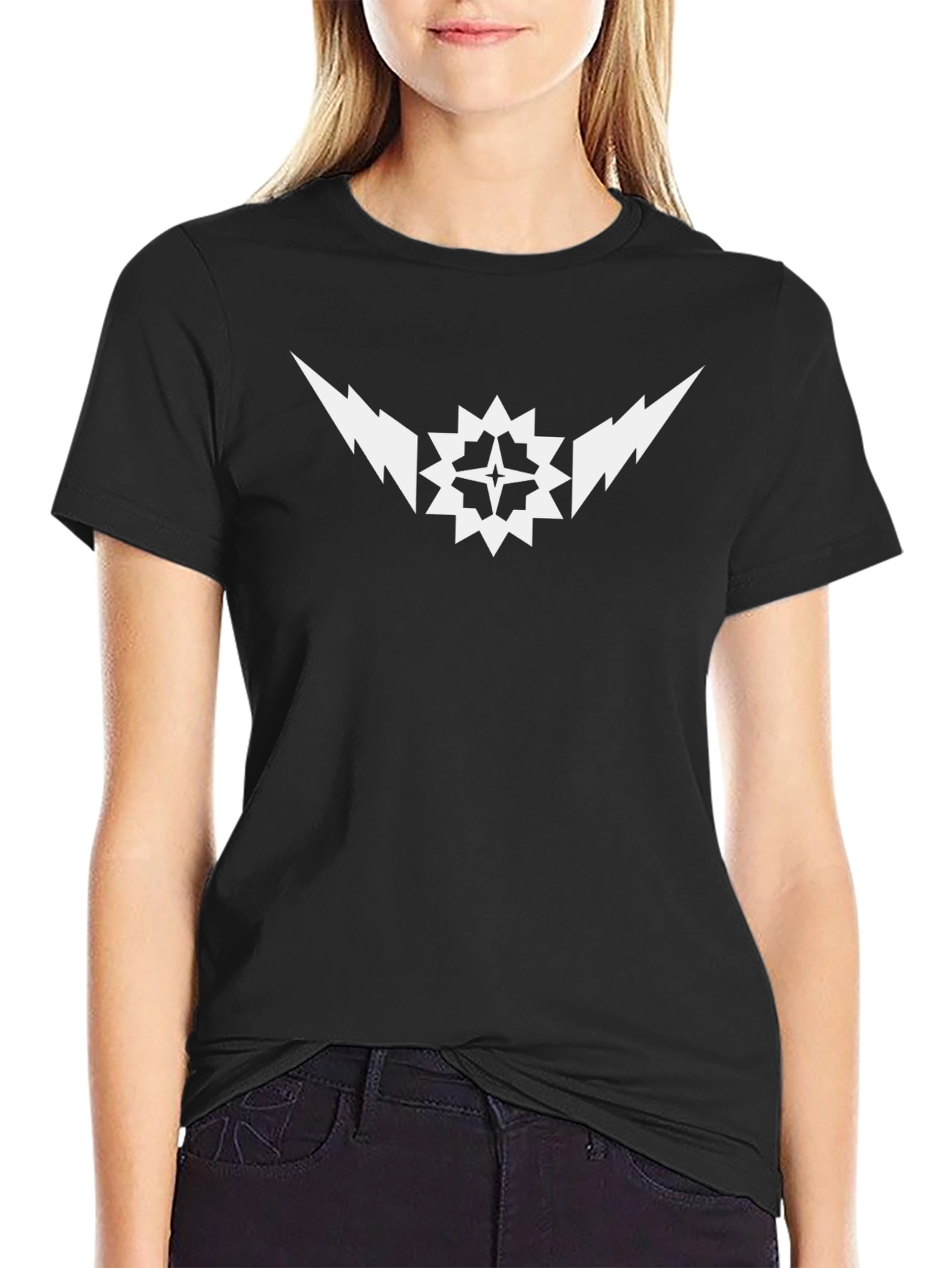 Graphic Tee - White Design on Black Cotton