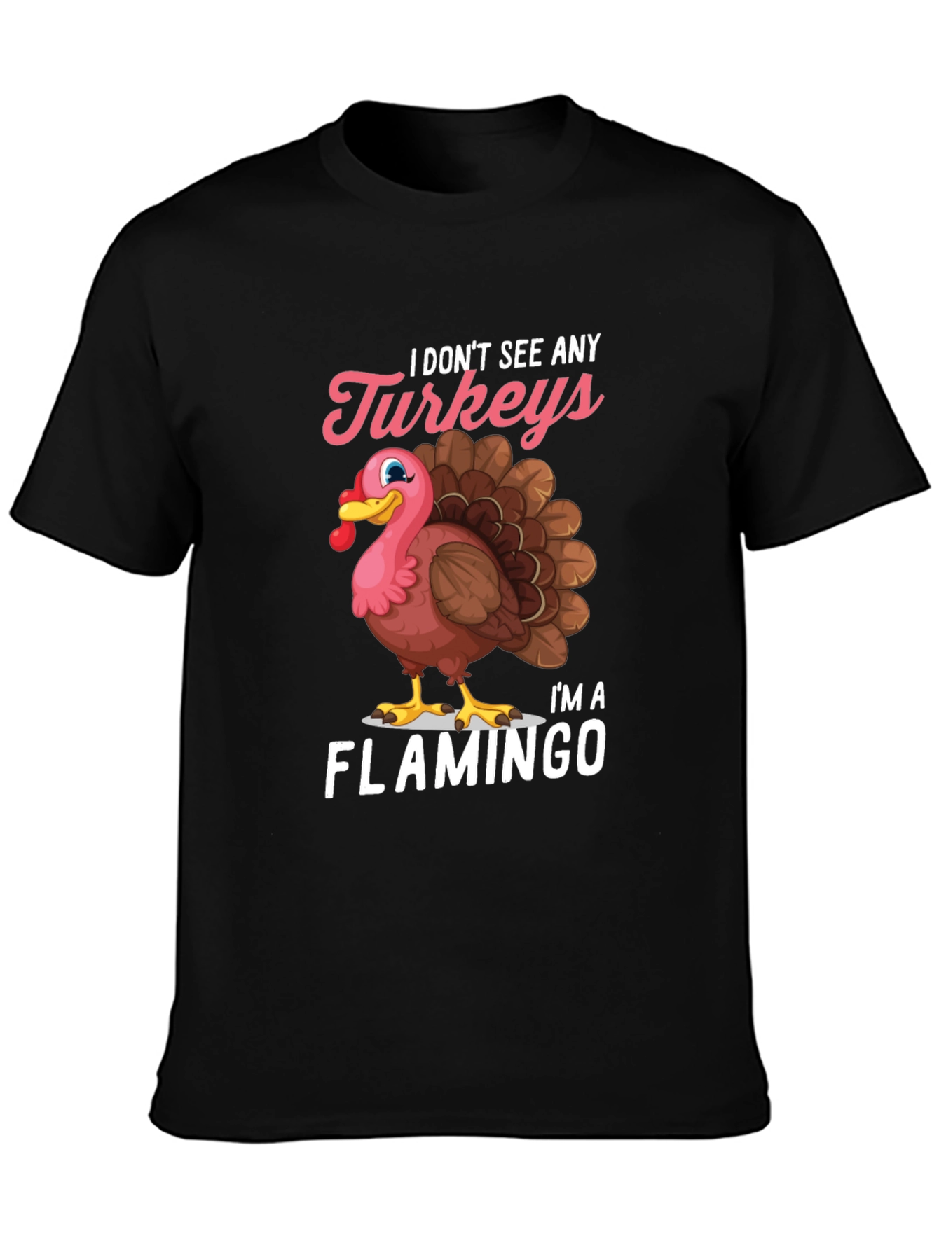 Funny Turkey Flamingo Graphic T-Shirt