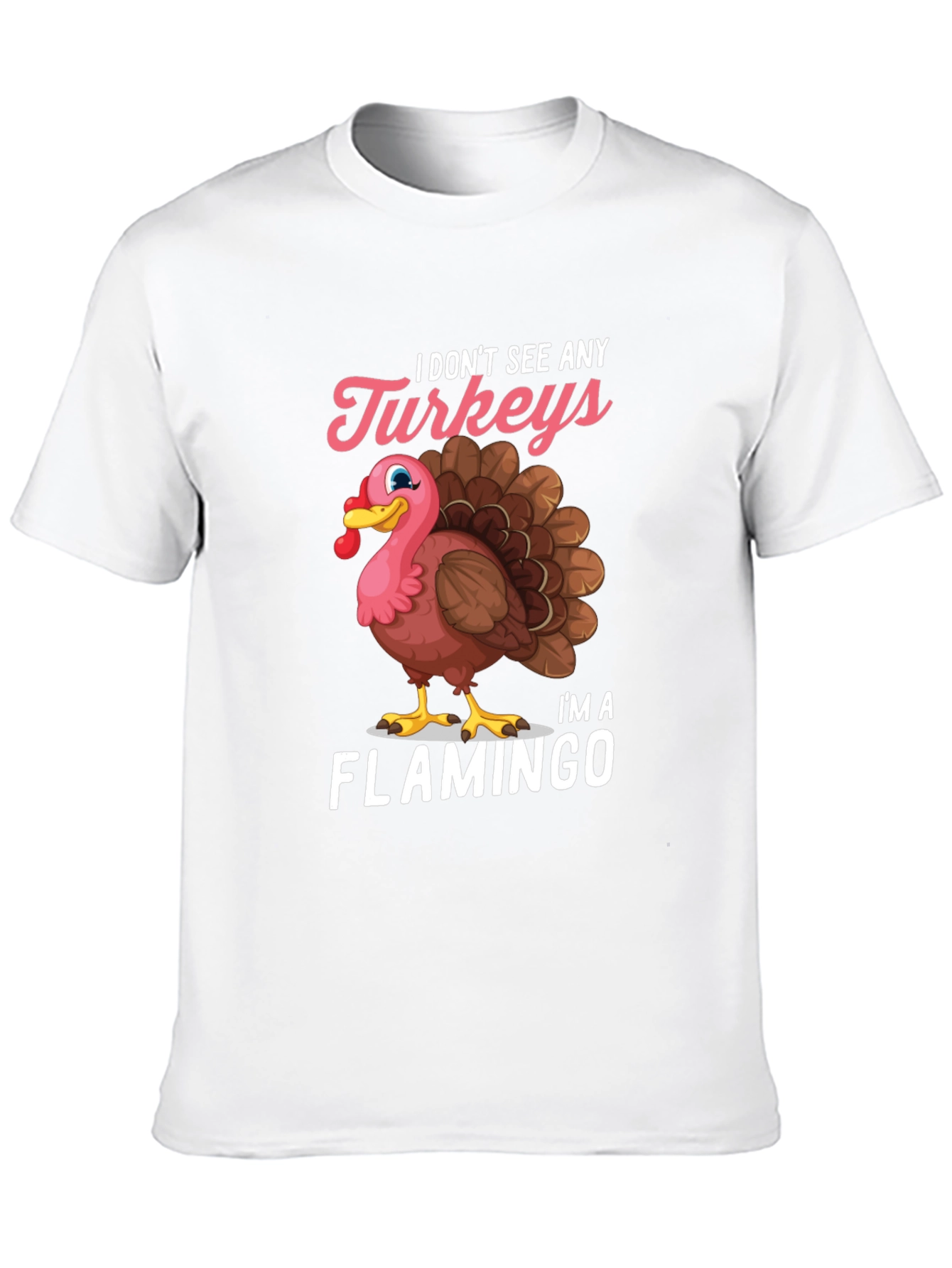 Funny Turkey Flamingo Graphic T-Shirt