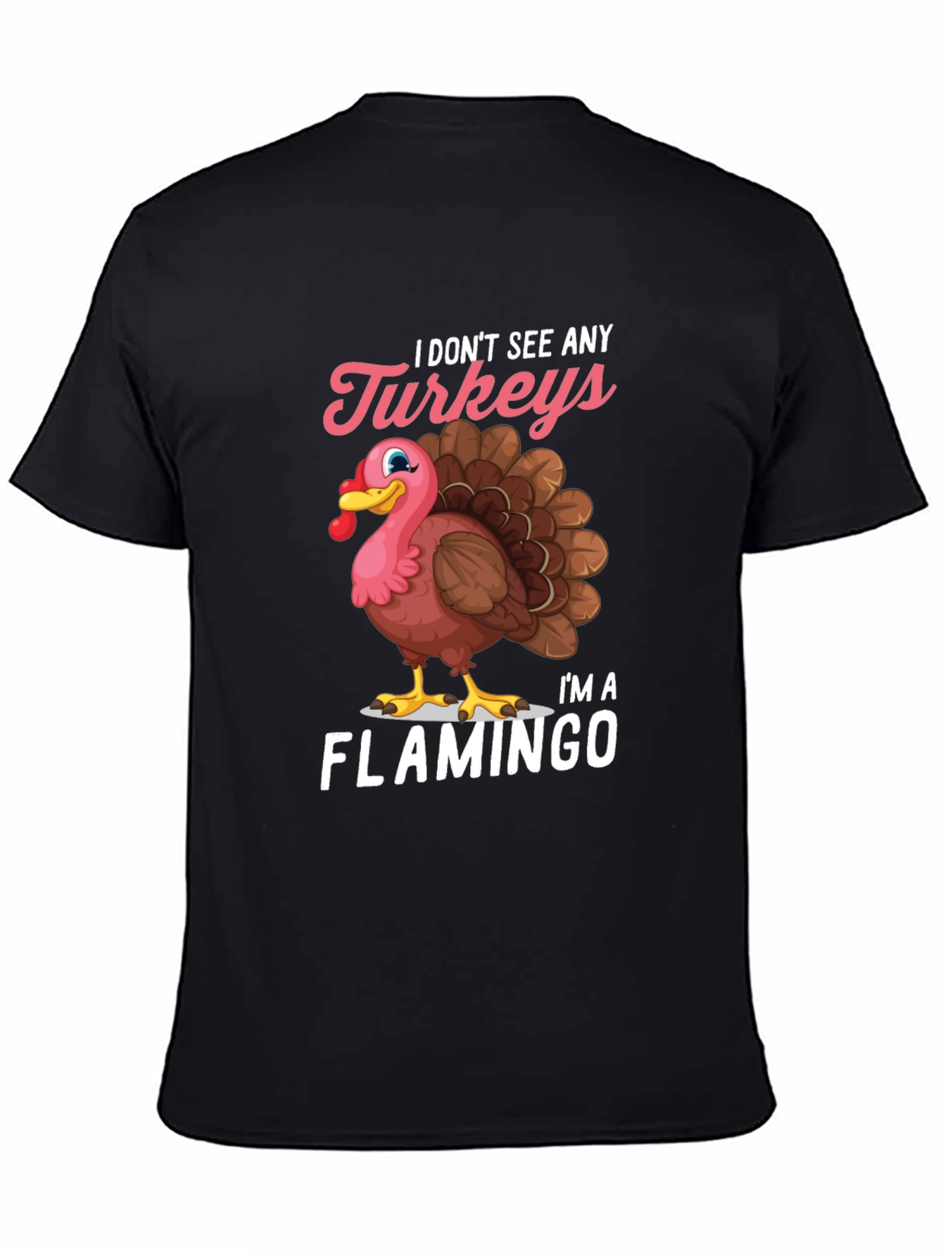 Funny Turkey Flamingo Graphic T-Shirt