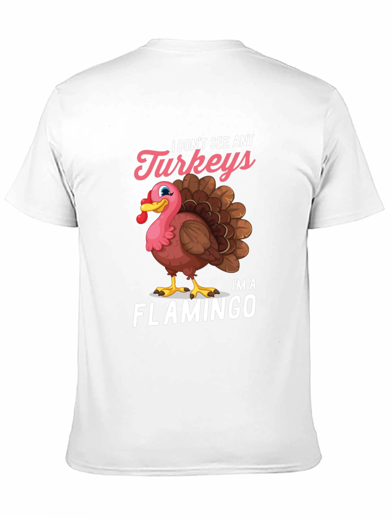 Funny Turkey Flamingo Graphic T-Shirt
