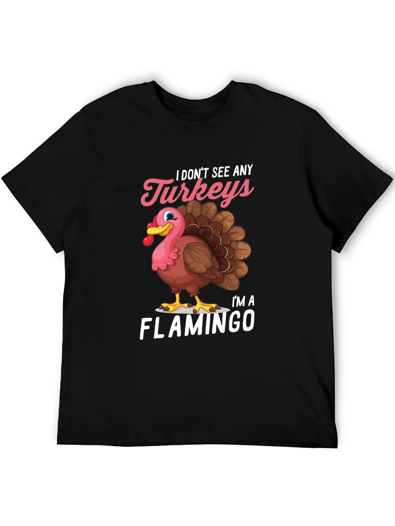 Funny Turkey Flamingo Graphic T-Shirt