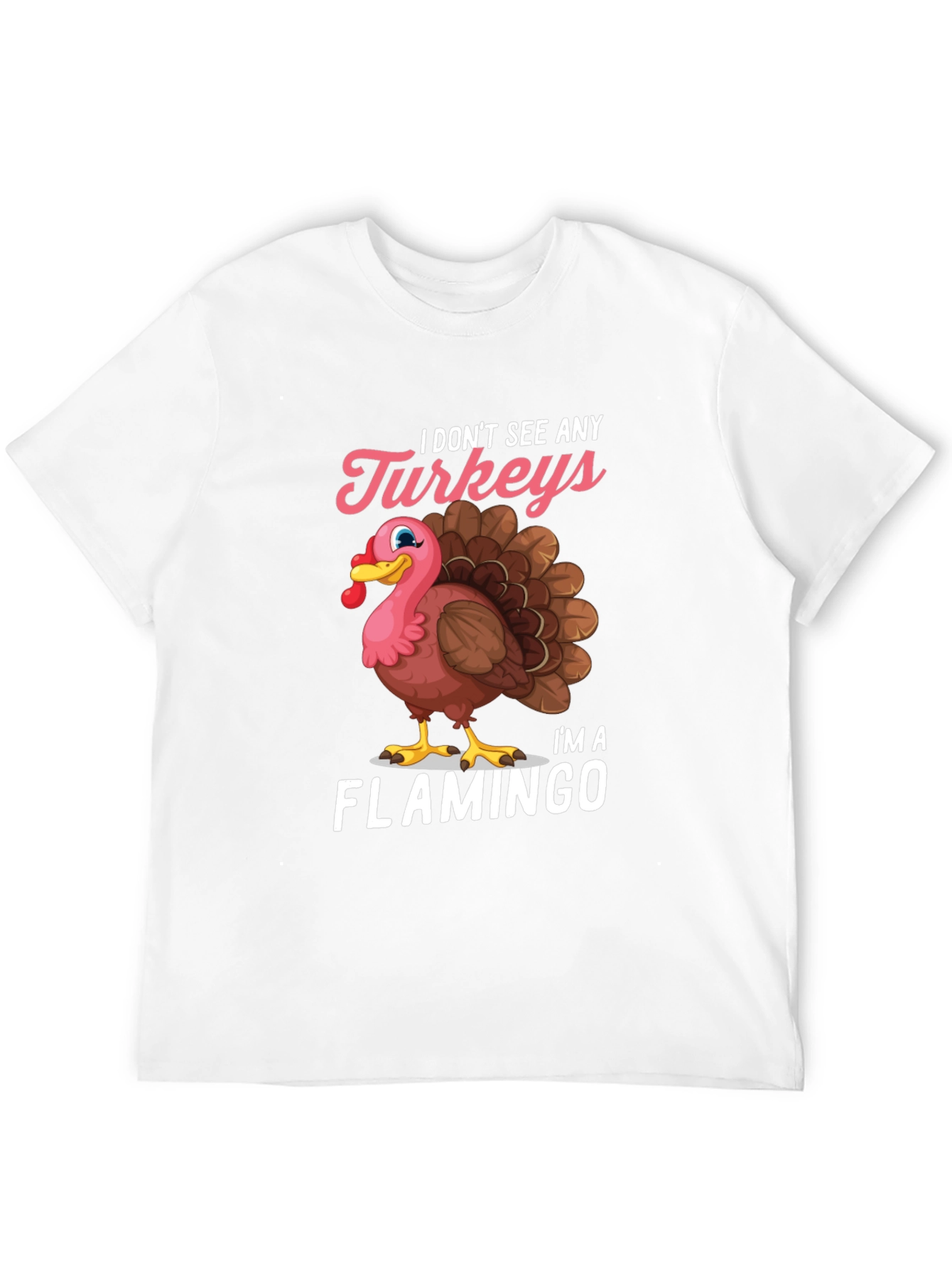 Funny Turkey Flamingo Graphic T-Shirt
