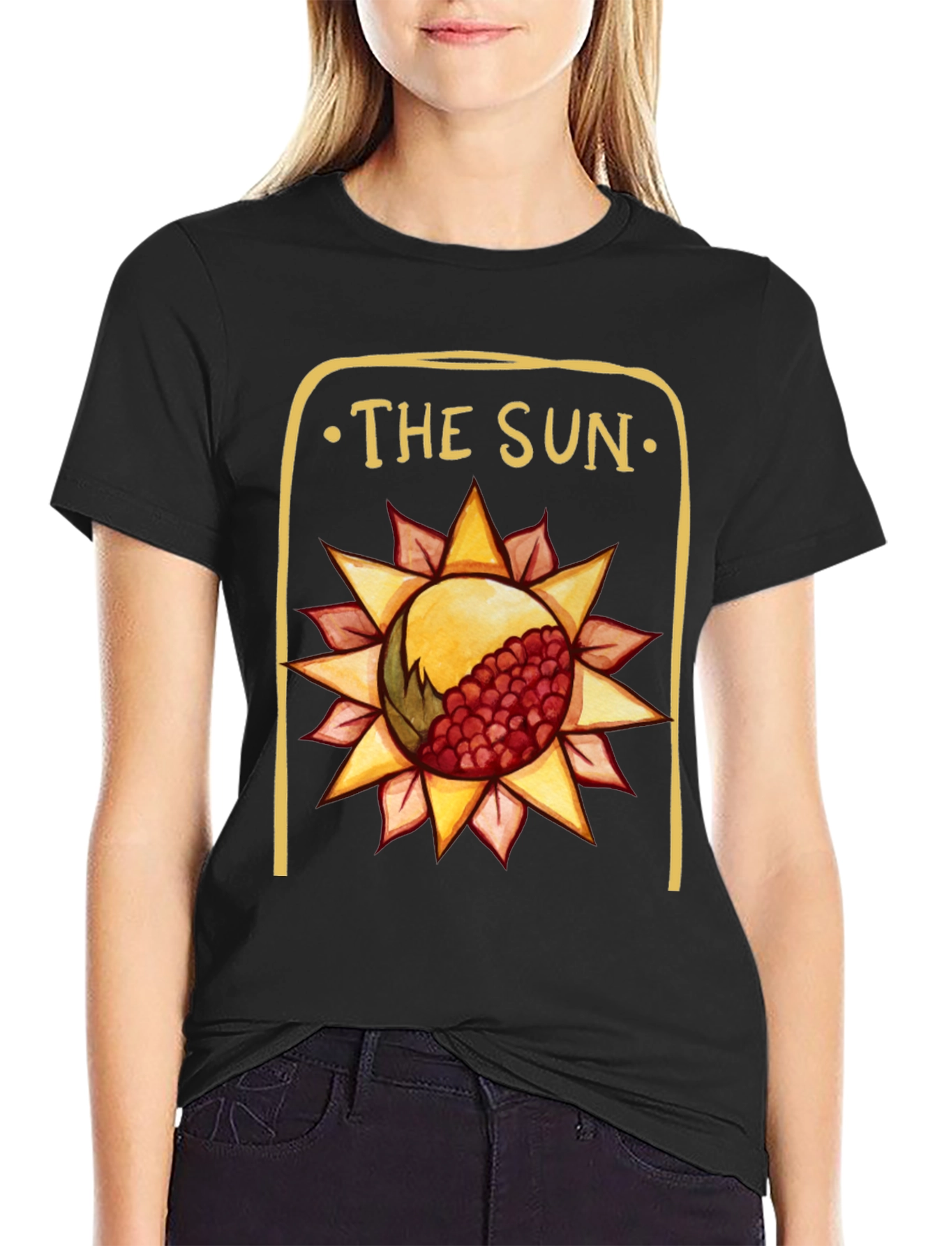 The Sun Tarot Card Graphic Tee - Black