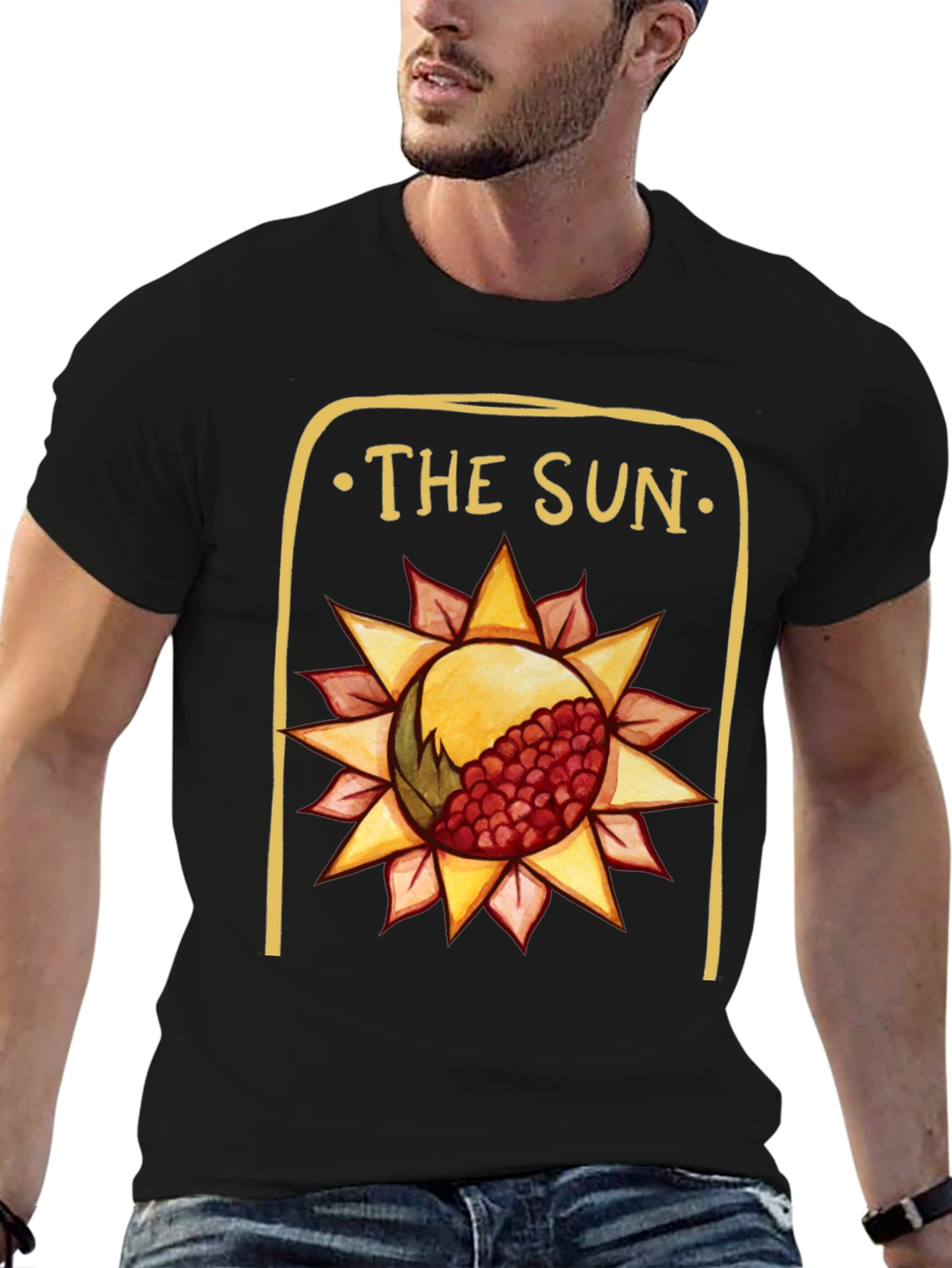 The Sun Tarot Card Graphic Tee - Black
