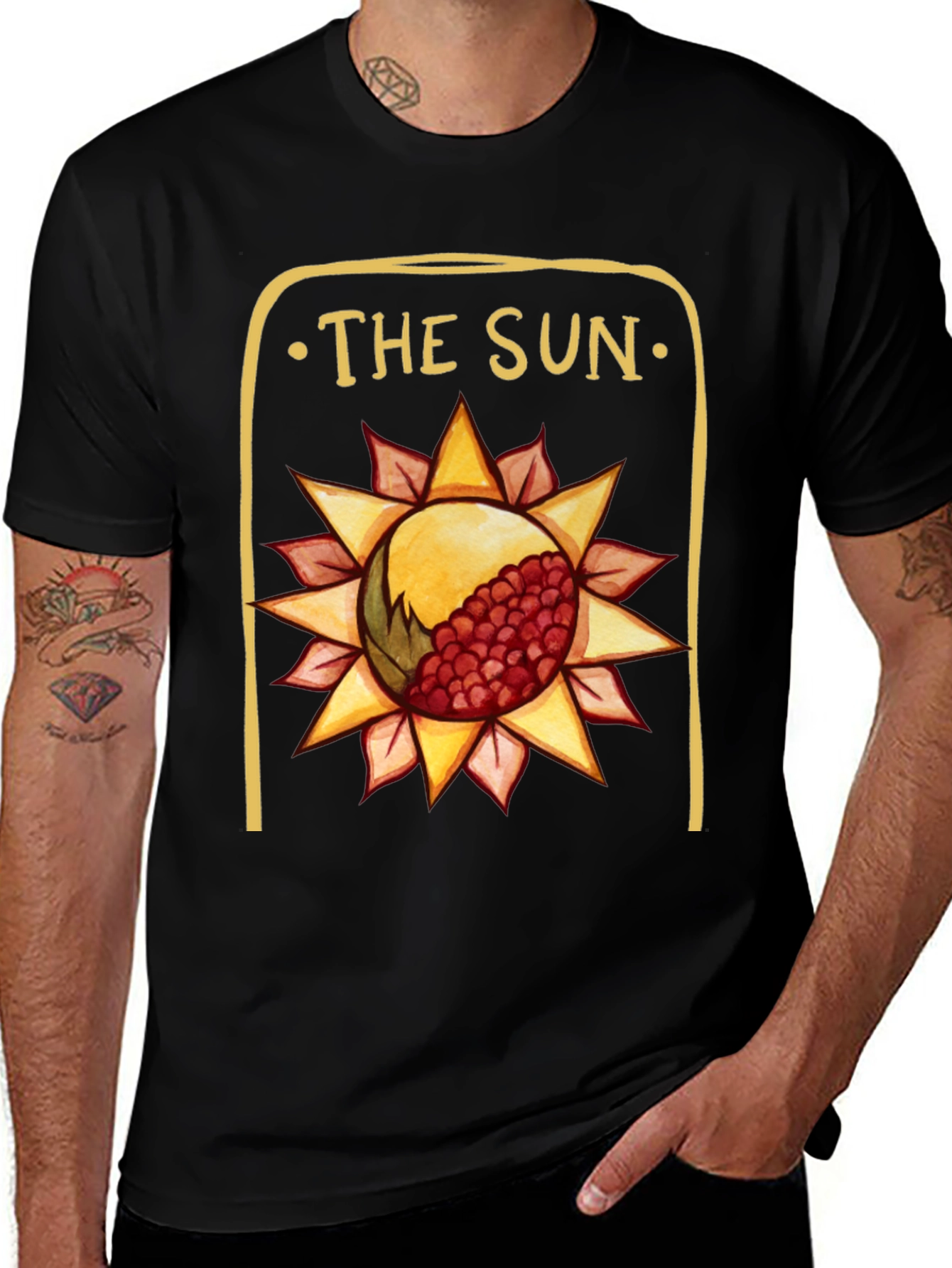 The Sun Tarot Card Graphic Tee - Black