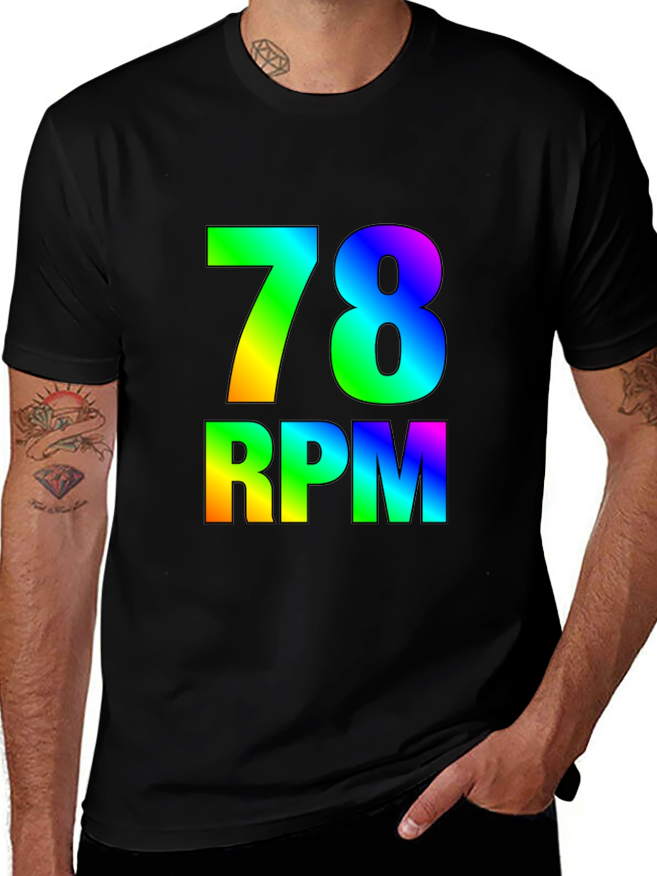 Rainbow 78 RPM Black T-Shirt