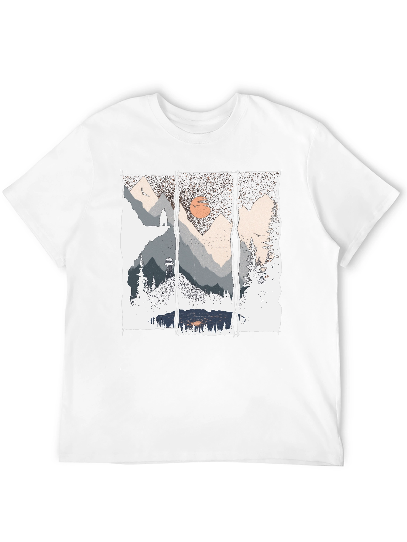 Nature Triptych Graphic Tee - Black Cotton Blend Shirt