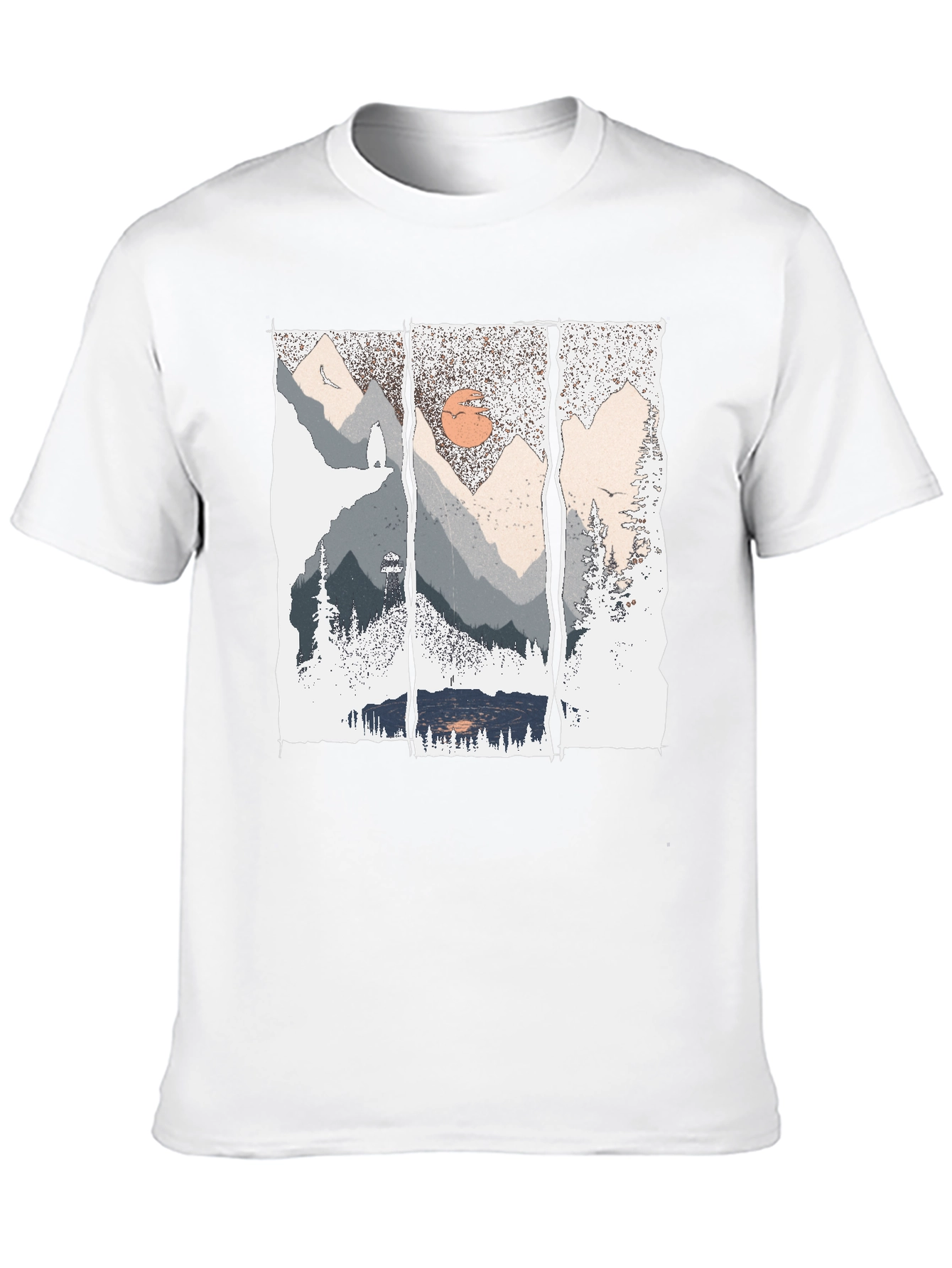Nature Triptych Graphic Tee - Black Cotton Blend Shirt