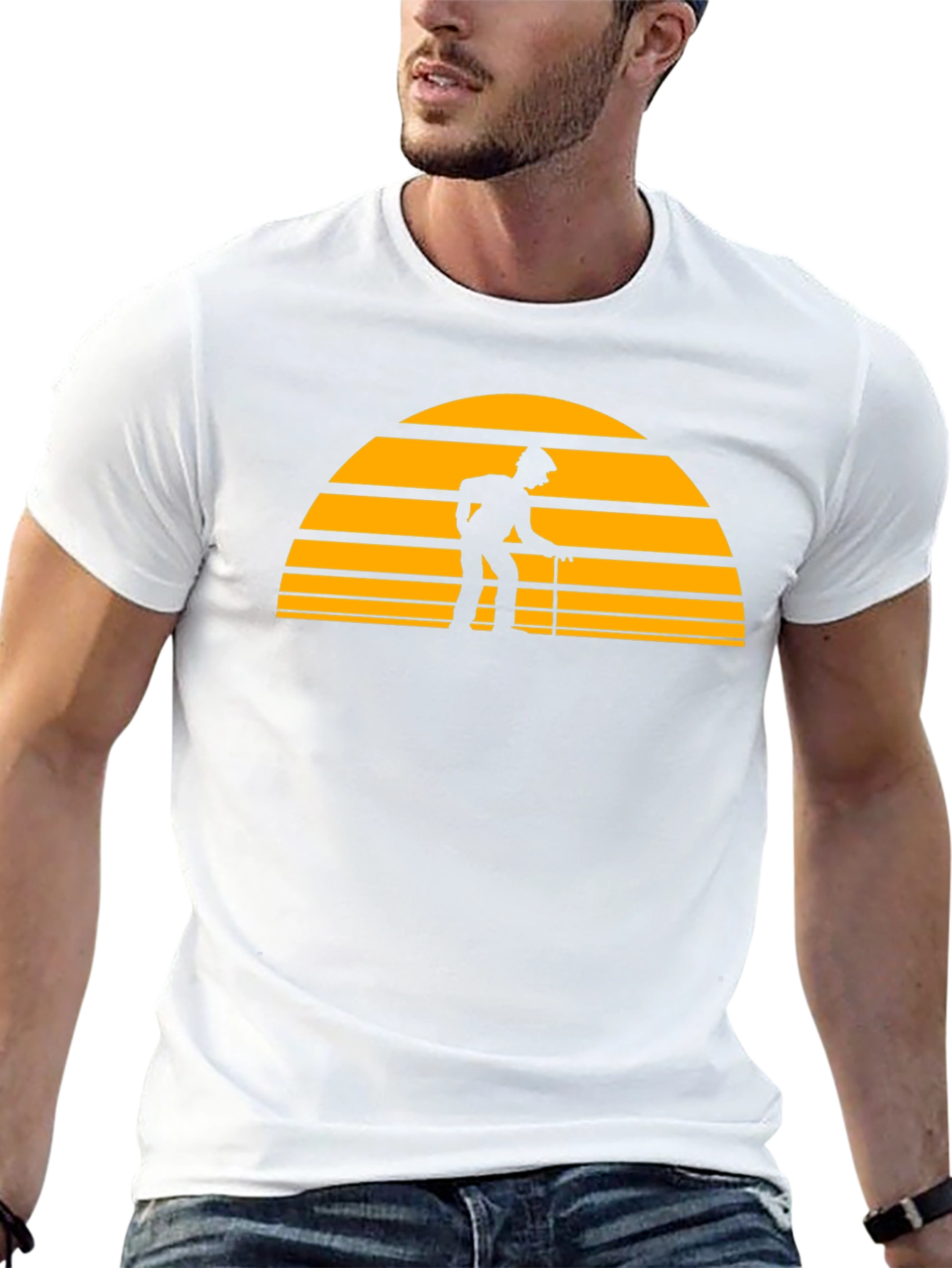 Retro Sunset Grandpa T-Shirt - Black