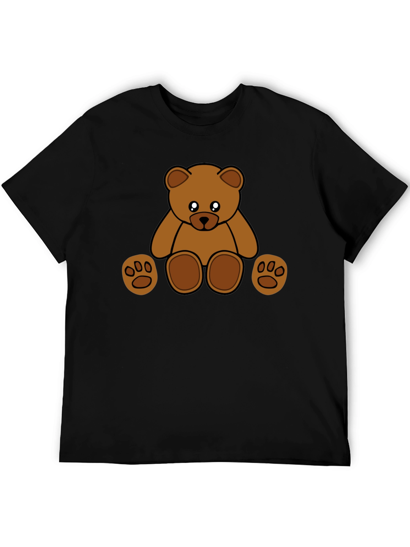 Cute Cartoon Teddy Bear Black T-Shirt