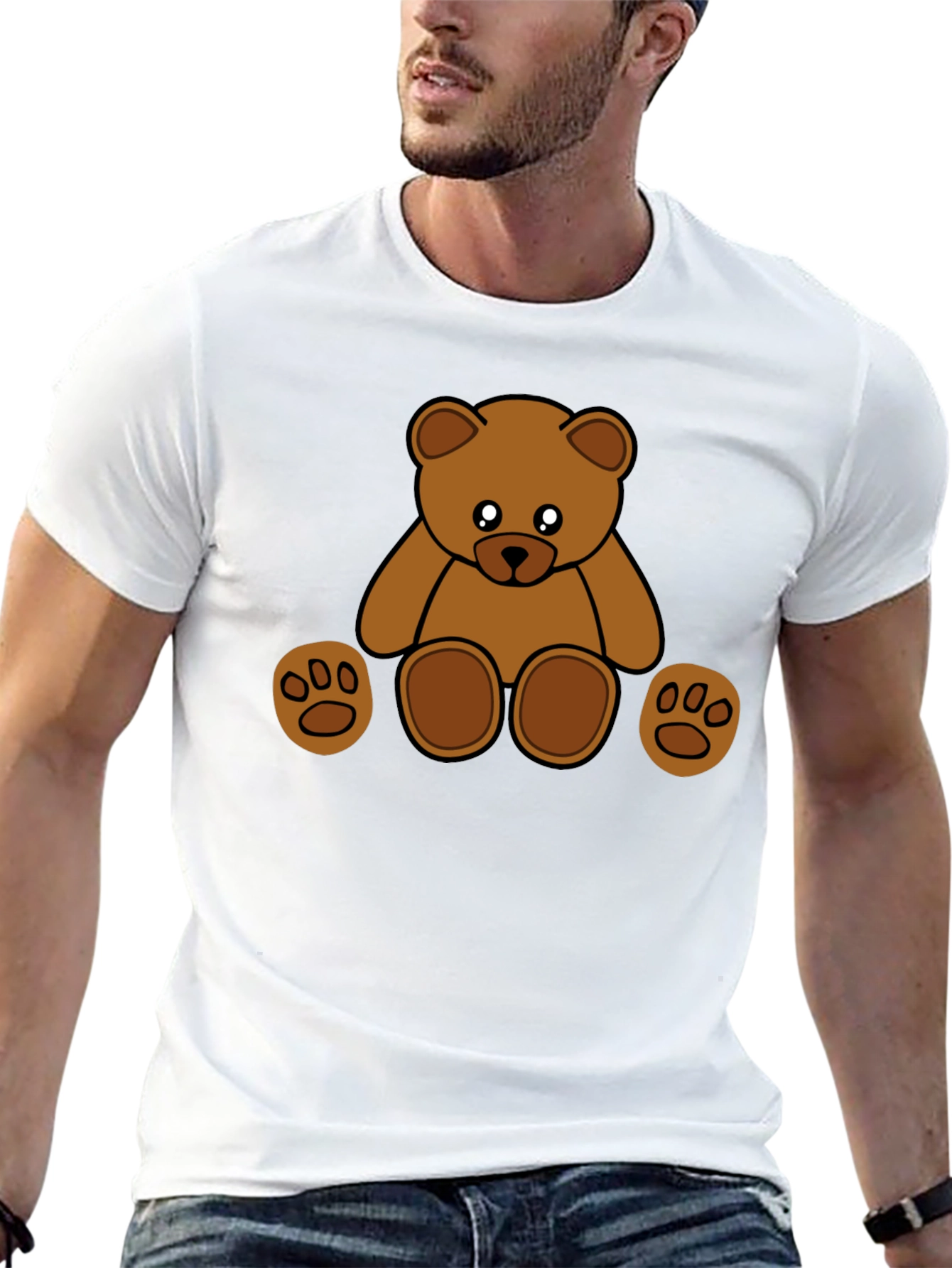 Cute Cartoon Teddy Bear Black T-Shirt