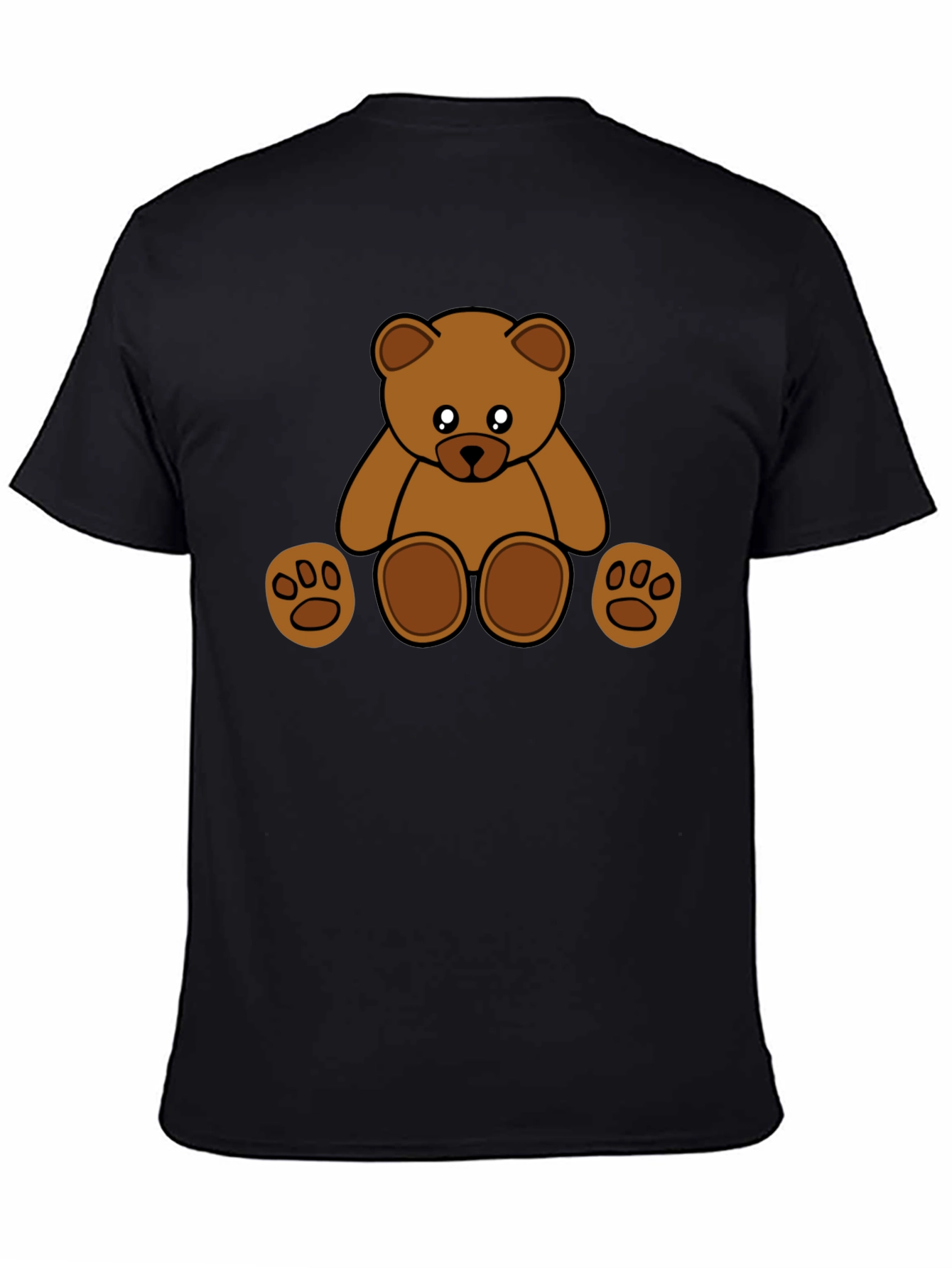 Cute Cartoon Teddy Bear Black T-Shirt