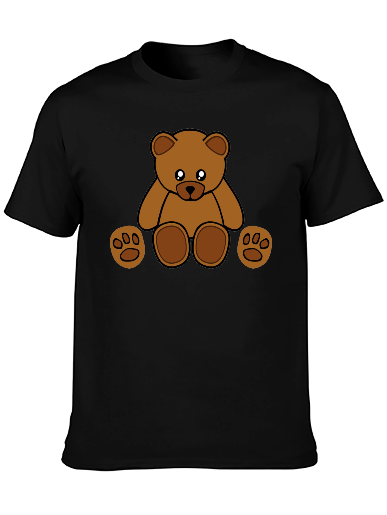 Cute Cartoon Teddy Bear Black T-Shirt