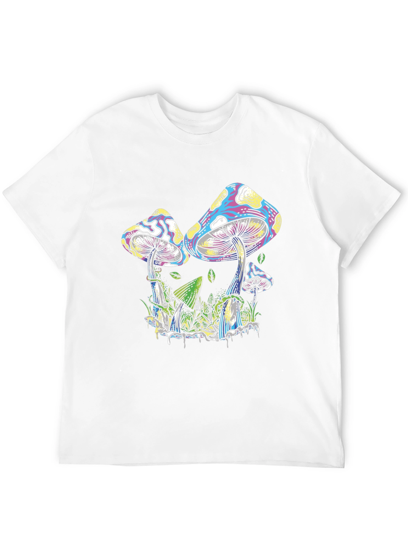 Psychedelic Mushroom Graphic Tee - Black Cotton T-Shirt