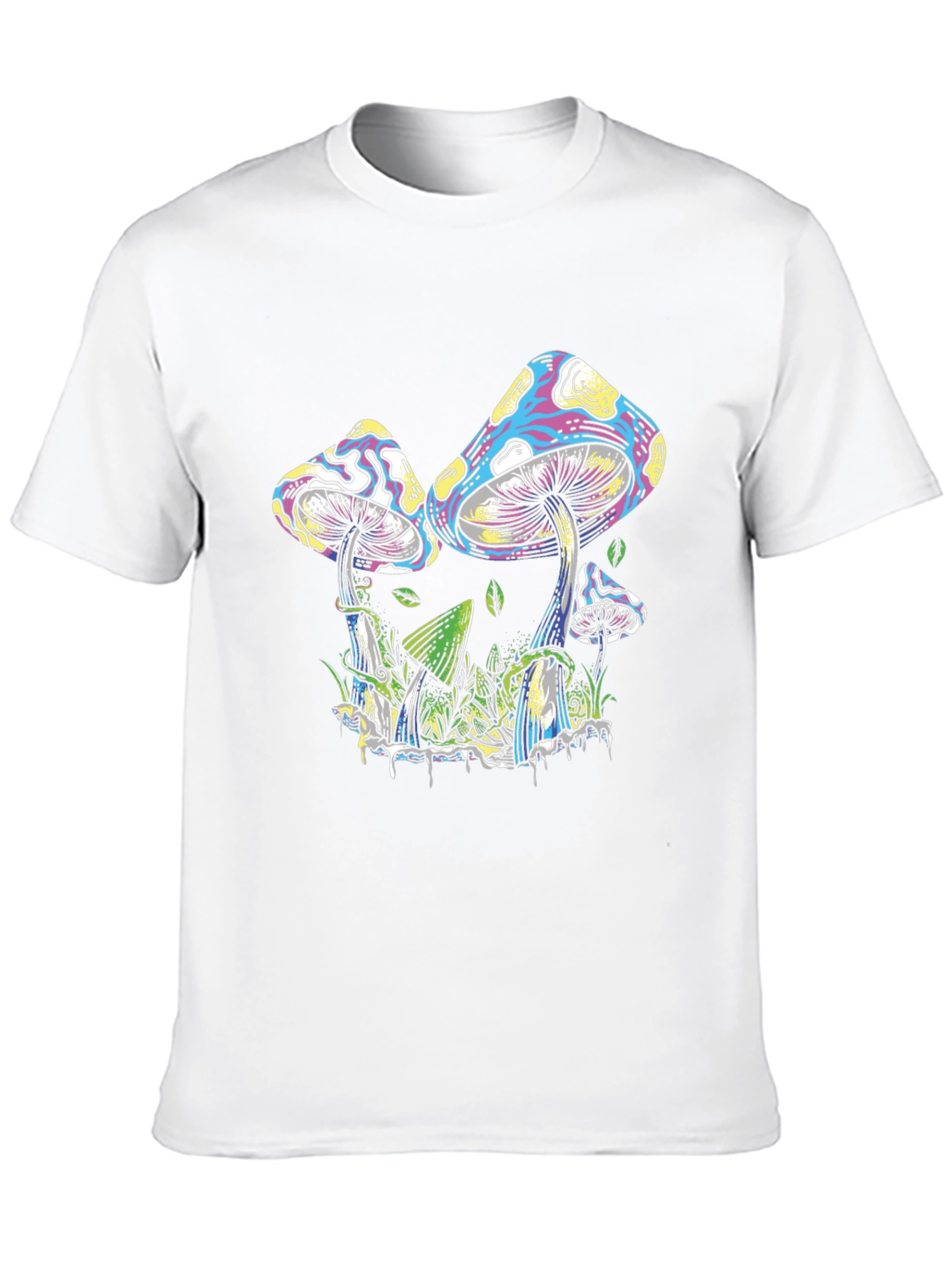 Psychedelic Mushroom Graphic Tee - Black Cotton T-Shirt