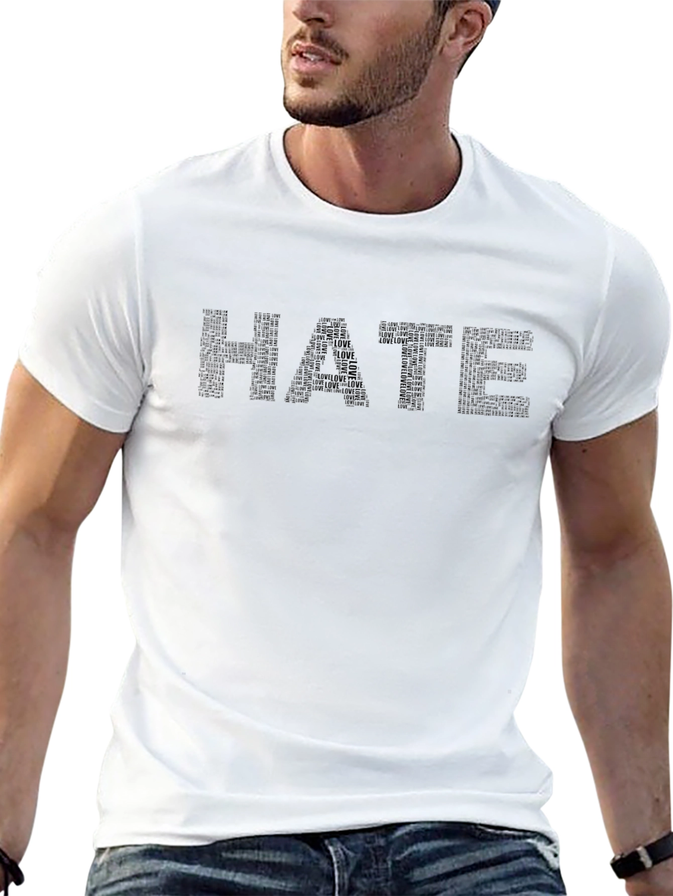 Hate/Love Word Art Black Graphic Tee