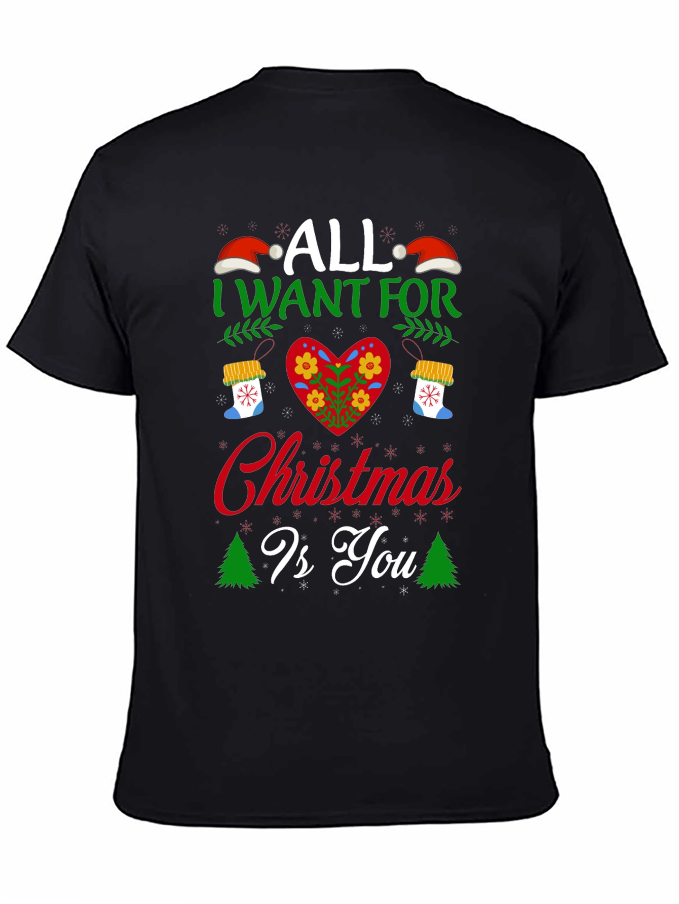 Christmas Wishes Black T-Shirt