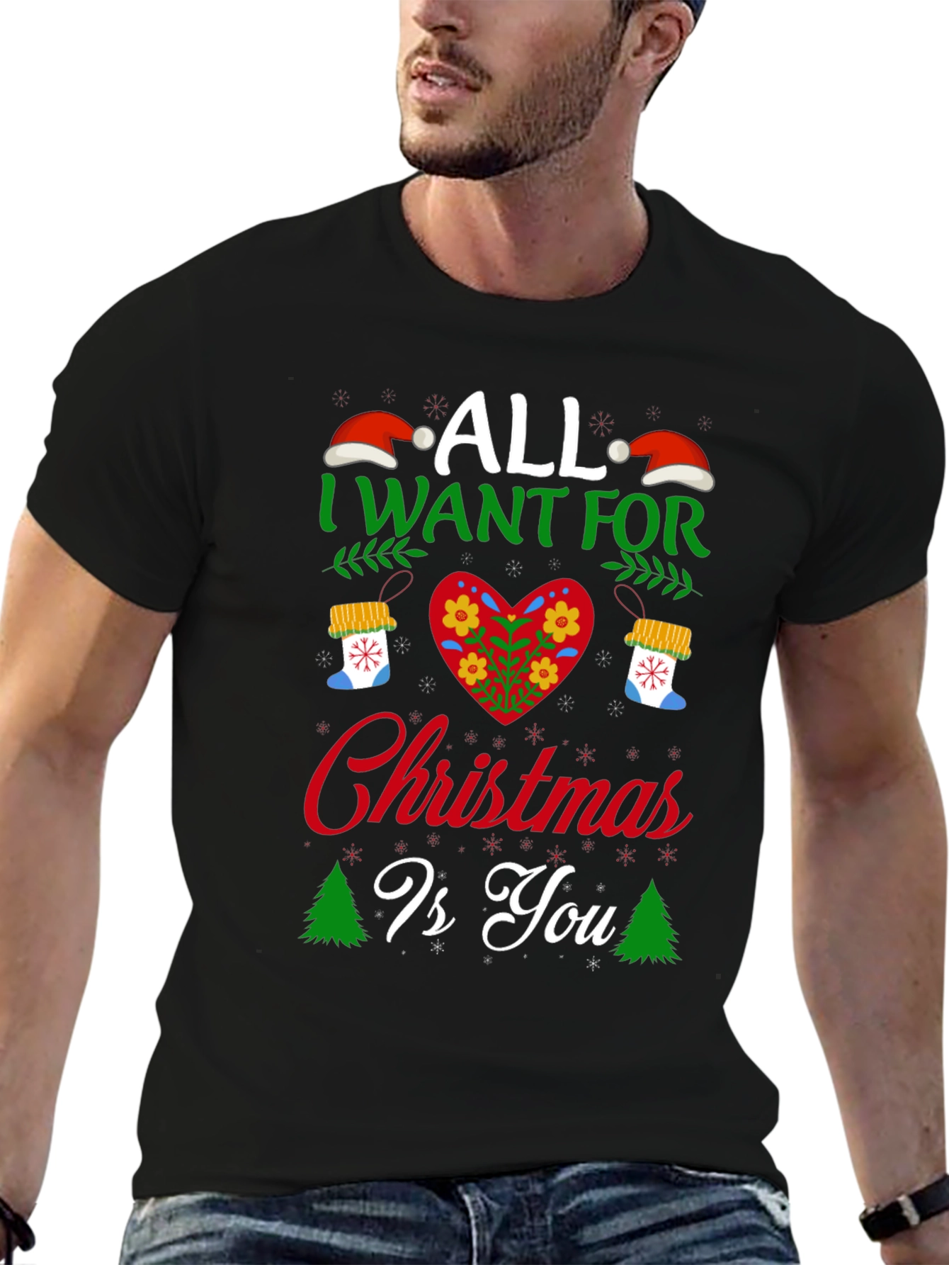 Christmas Wishes Black T-Shirt