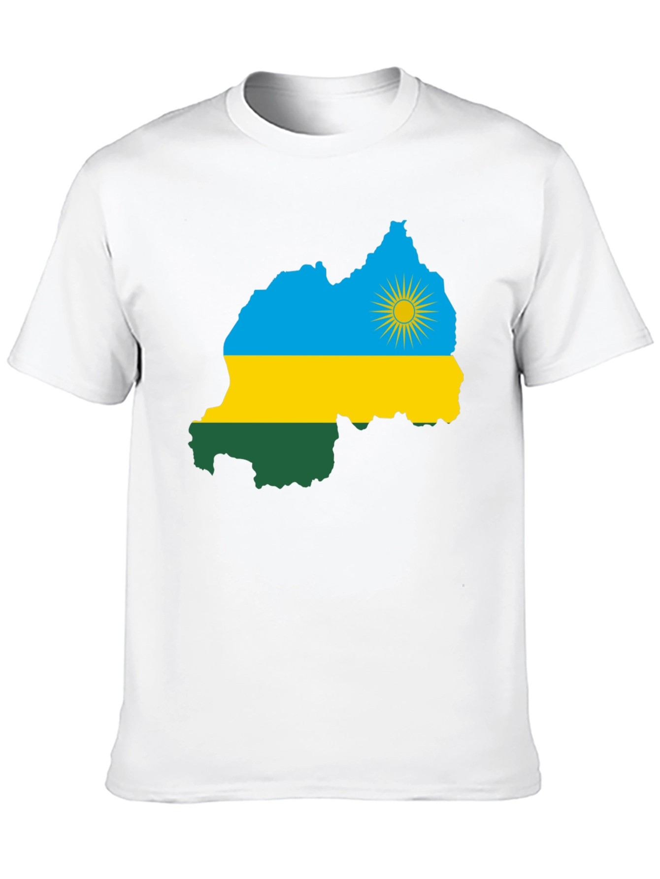 Rwanda Flag Map Graphic Tee - Black Cotton T-Shirt