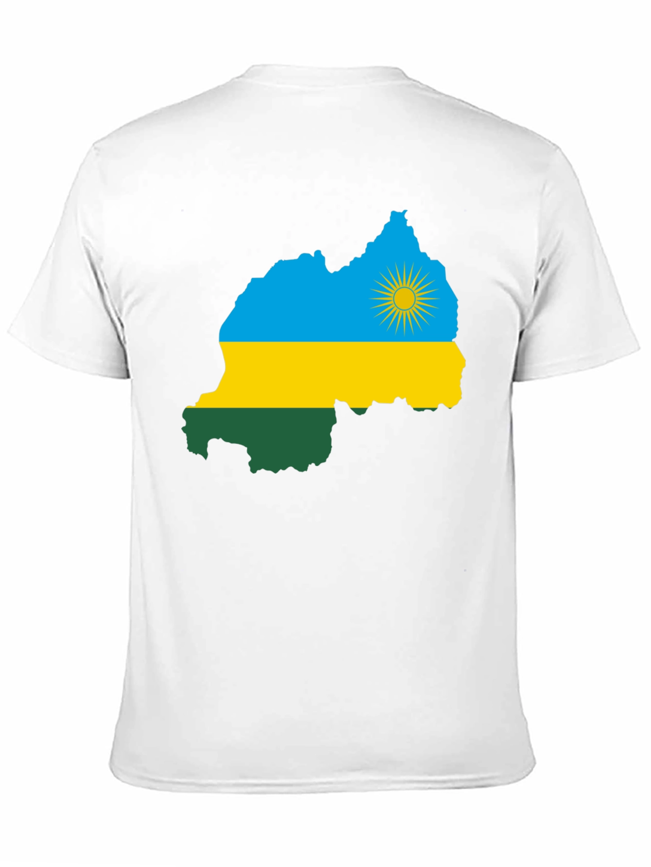 Rwanda Flag Map Graphic Tee - Black Cotton T-Shirt