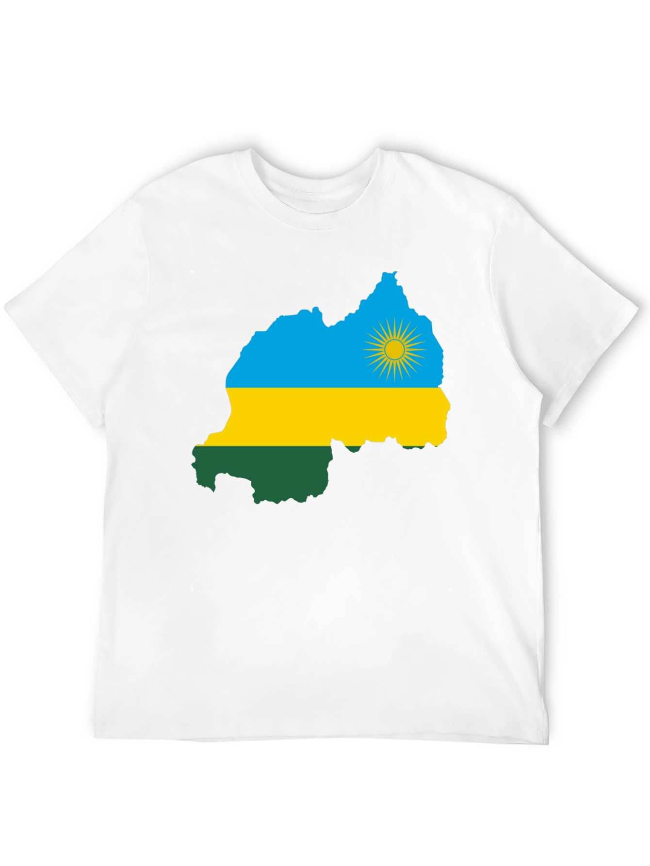 Rwanda Flag Map Graphic Tee - Black Cotton T-Shirt