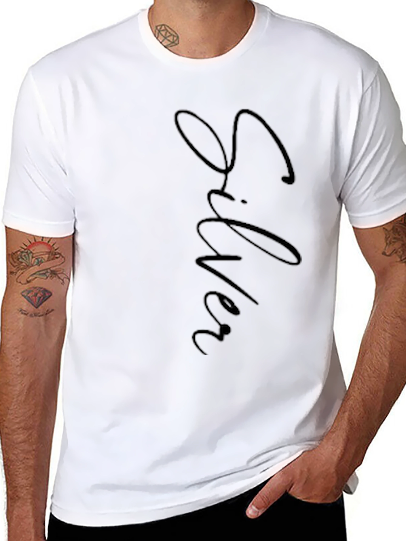 Silver Text Stylish Black Tee
