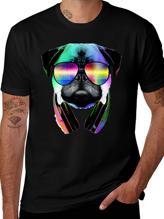 Pug DJ Graphic Tee - Cool Dog Shirt