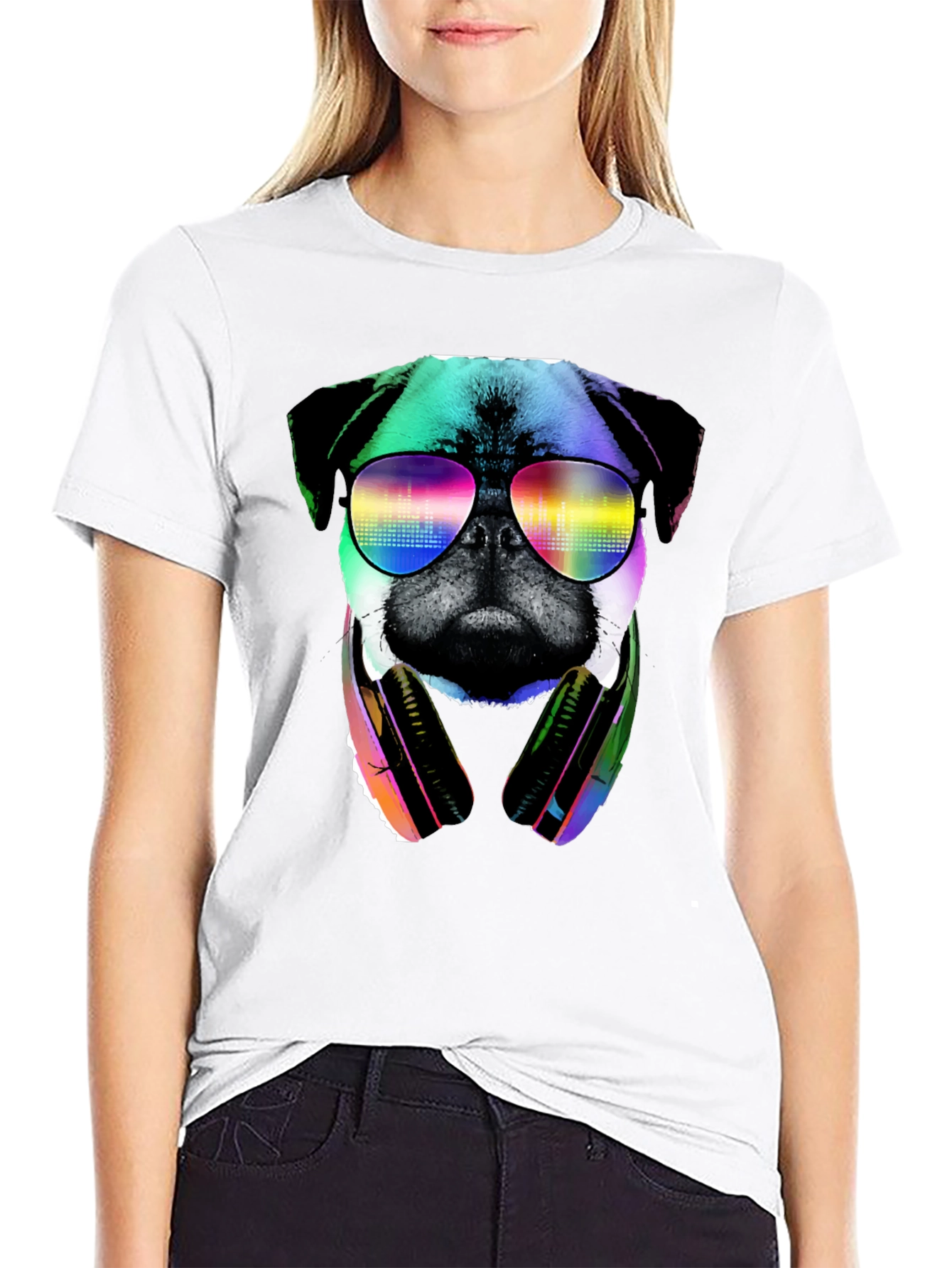 Pug DJ Graphic Tee - Cool Dog Shirt