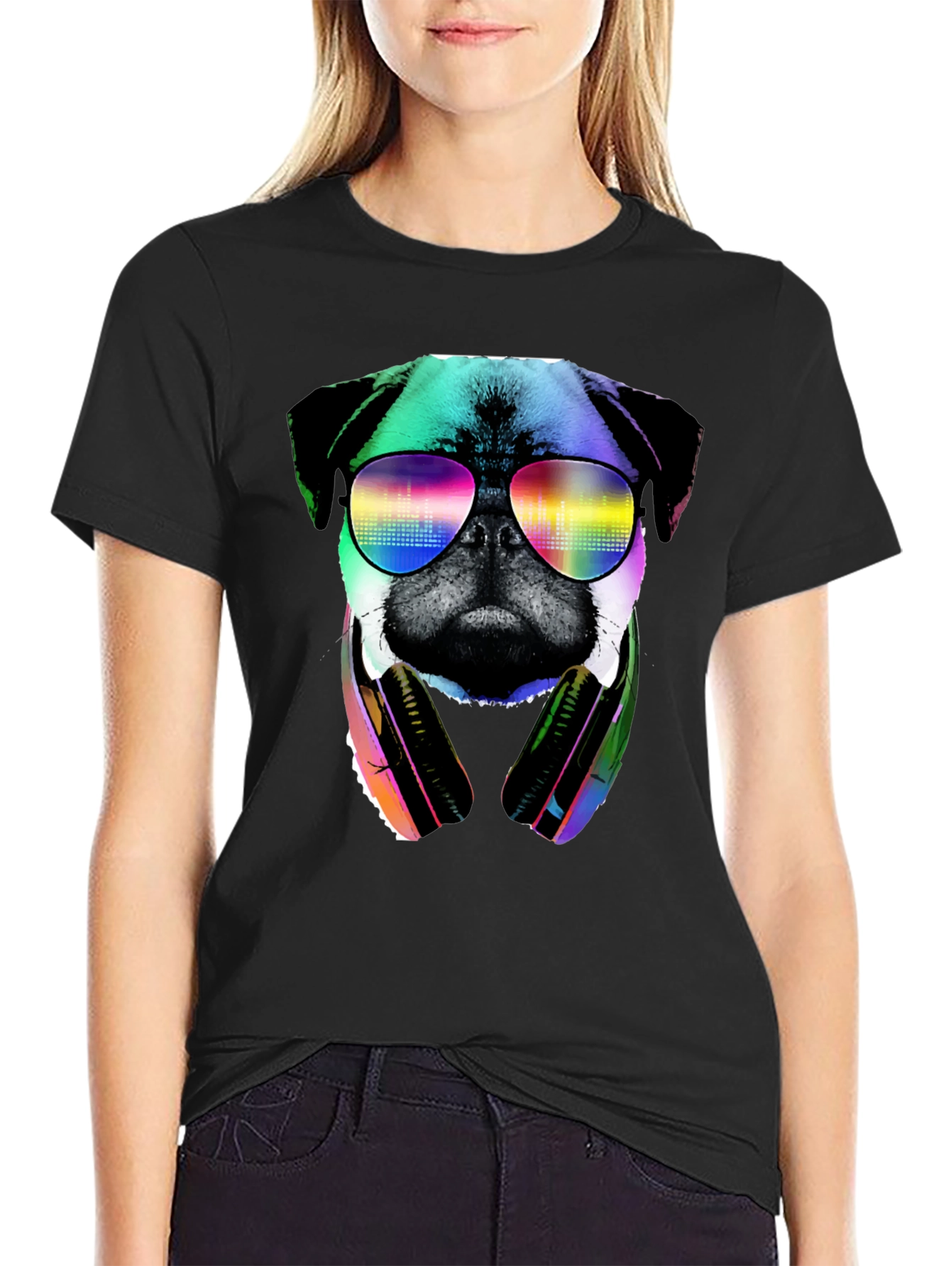 Pug DJ Graphic Tee - Cool Dog Shirt