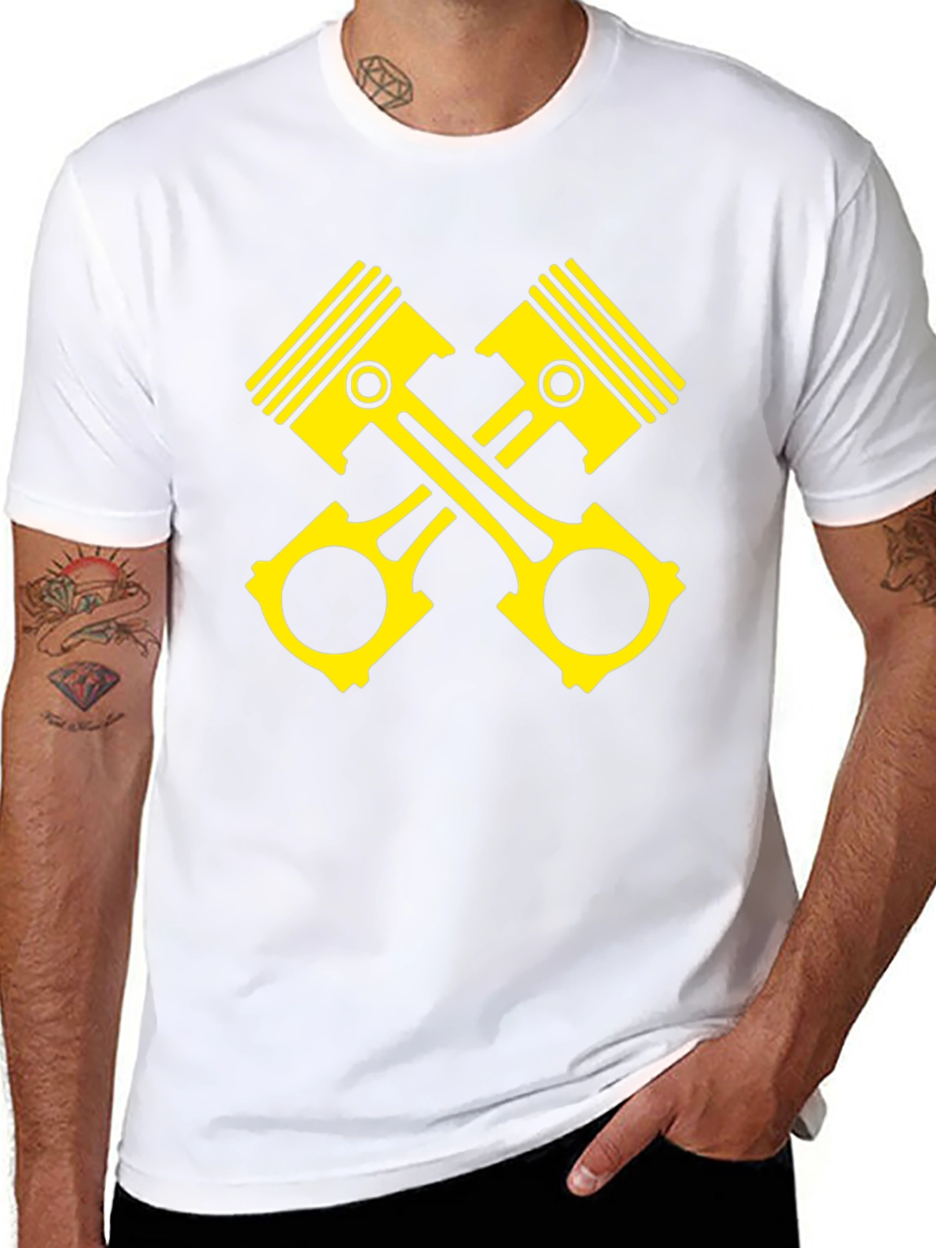 Piston Cross Black T-Shirt - Automotive Enthusiast
