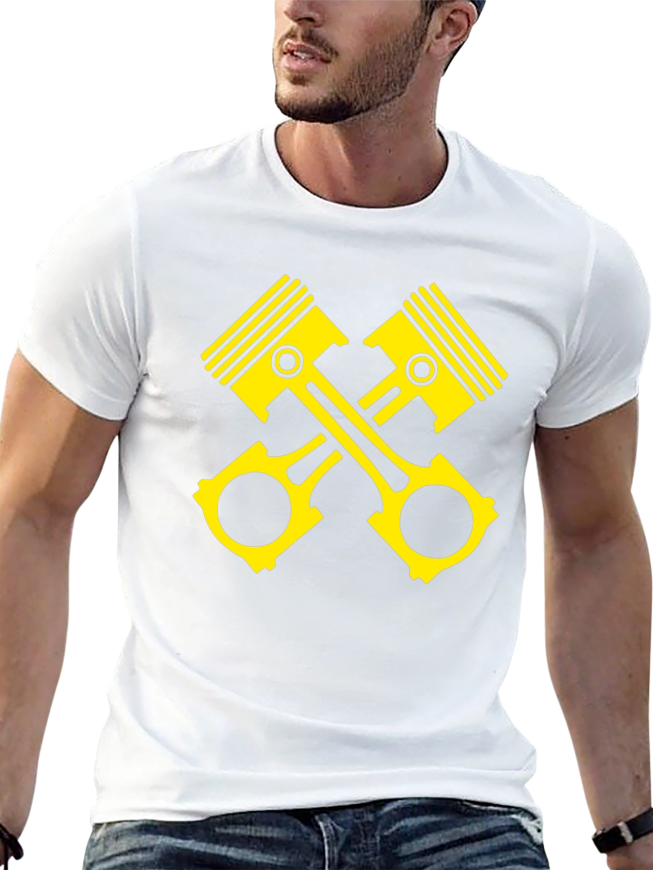 Piston Cross Black T-Shirt - Automotive Enthusiast