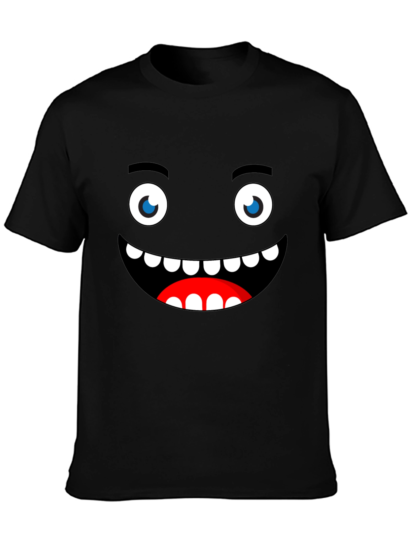 Funny Monster Face Graphic Black T-Shirt