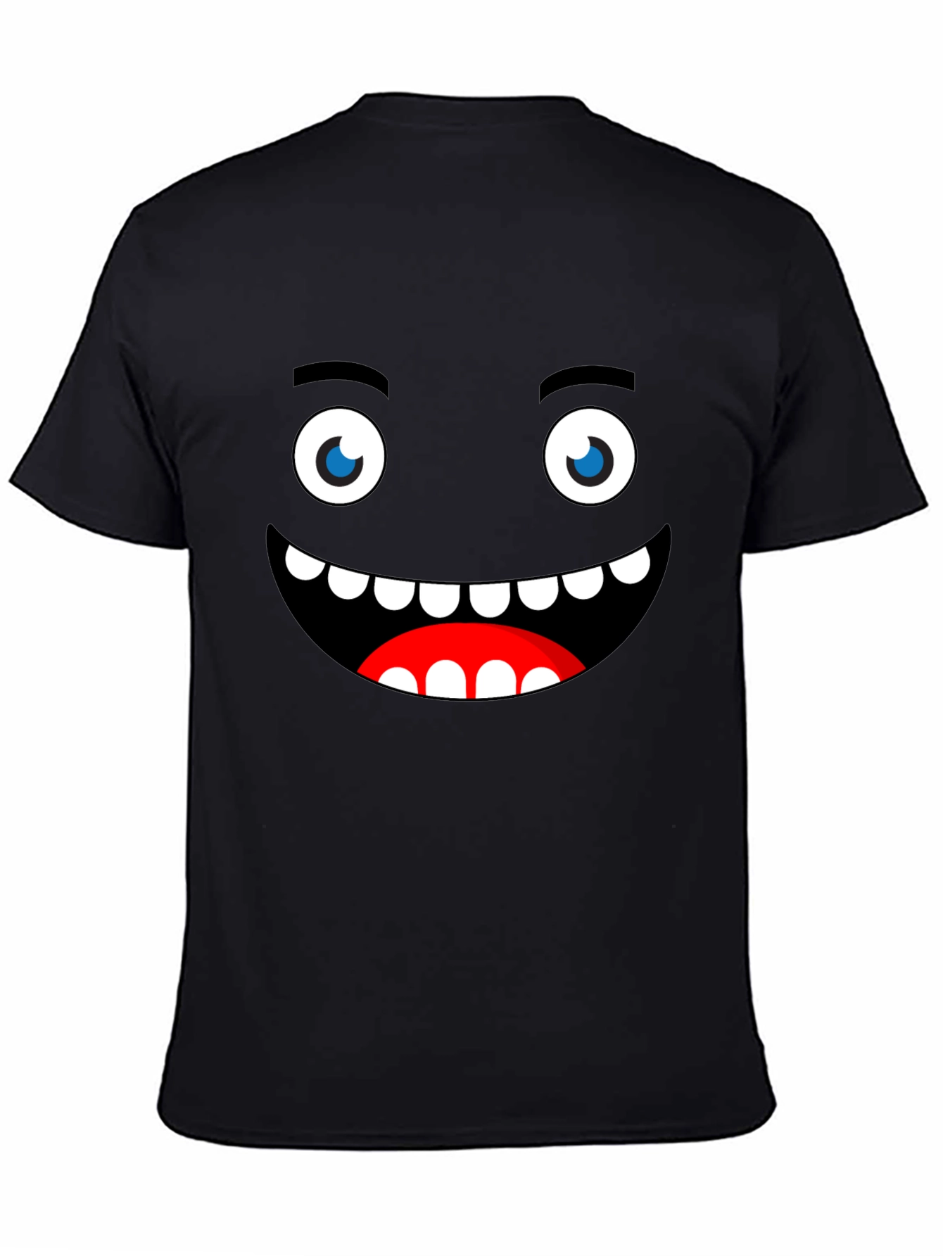 Funny Monster Face Graphic Black T-Shirt