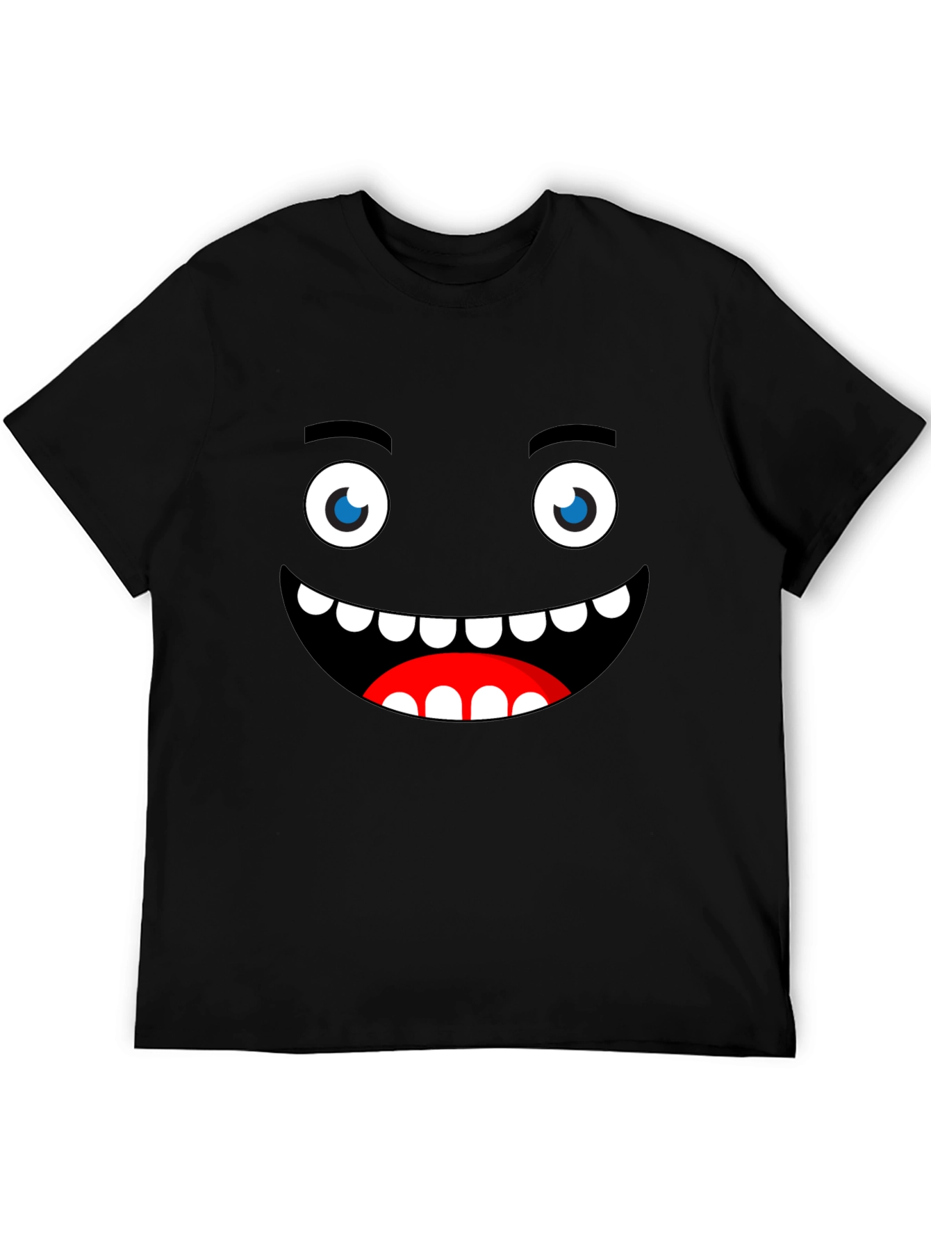 Funny Monster Face Graphic Black T-Shirt