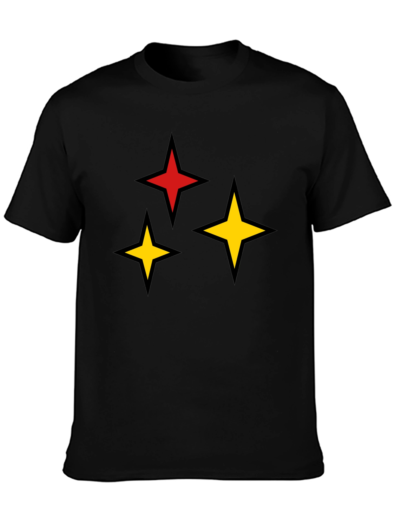 Star Motif Black T-Shirt